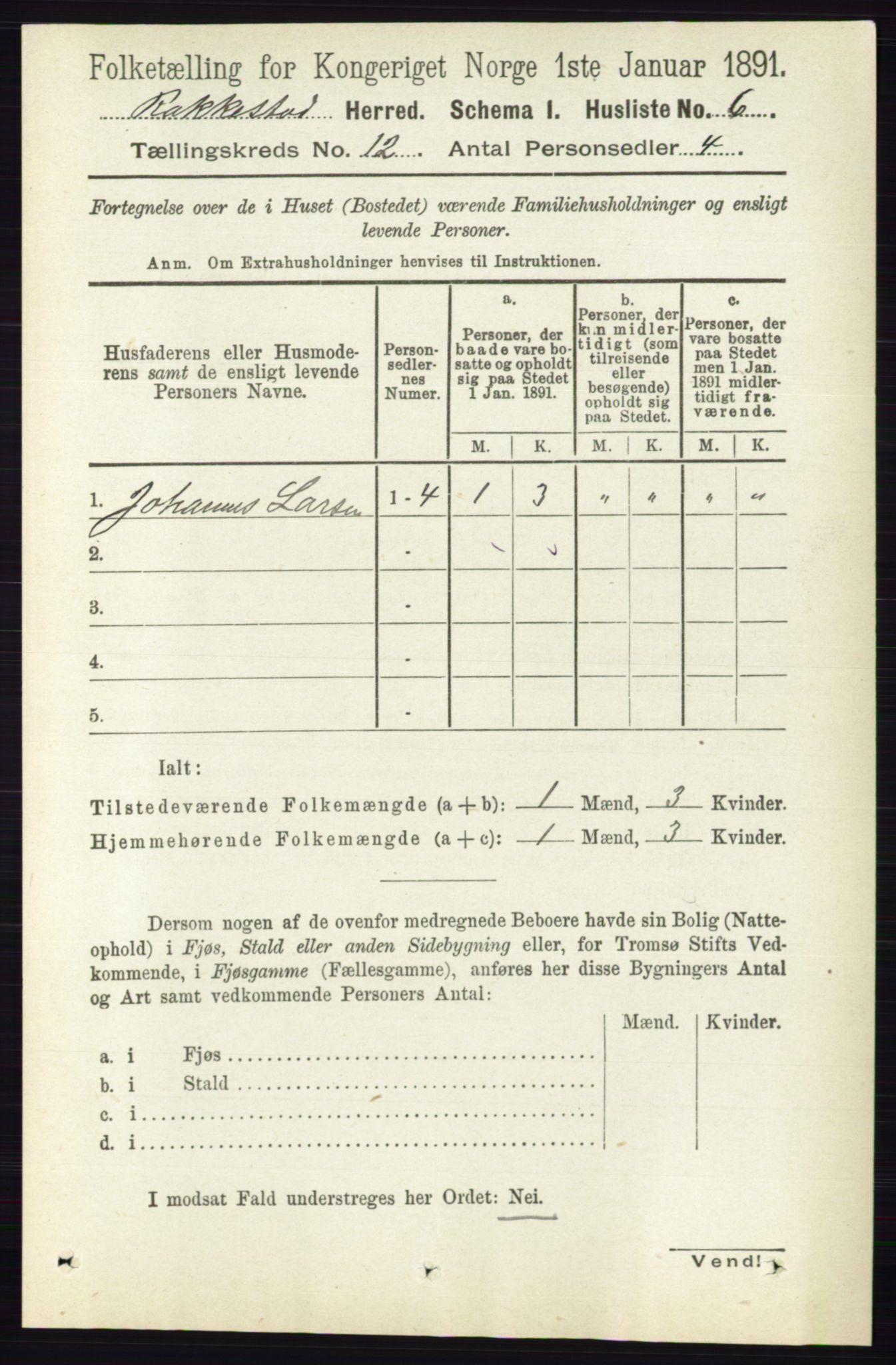 RA, 1891 census for 0128 Rakkestad, 1891, p. 5578