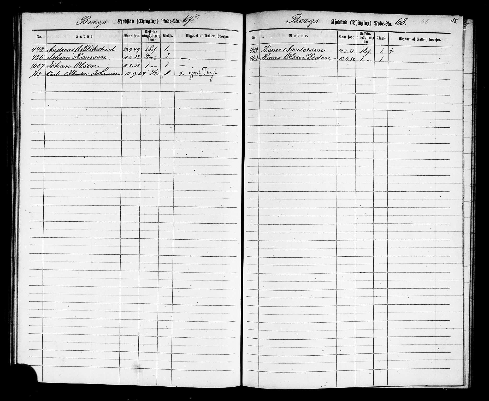 Halden mønstringskontor, SAO/A-10569a/F/Fc/Fcc/L0001: Utskrivningsregisterrulle, 1880, p. 58