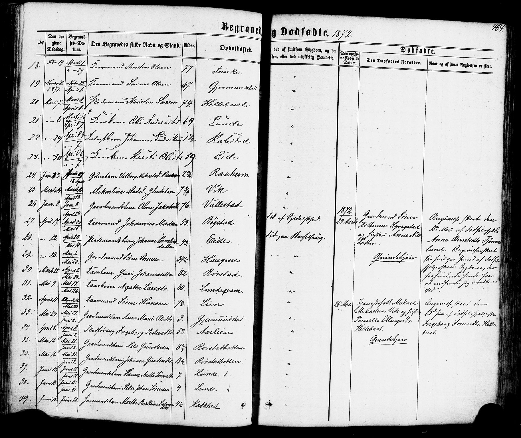 Gaular sokneprestembete, SAB/A-80001/H/Haa: Parish register (official) no. A 5, 1860-1881, p. 464