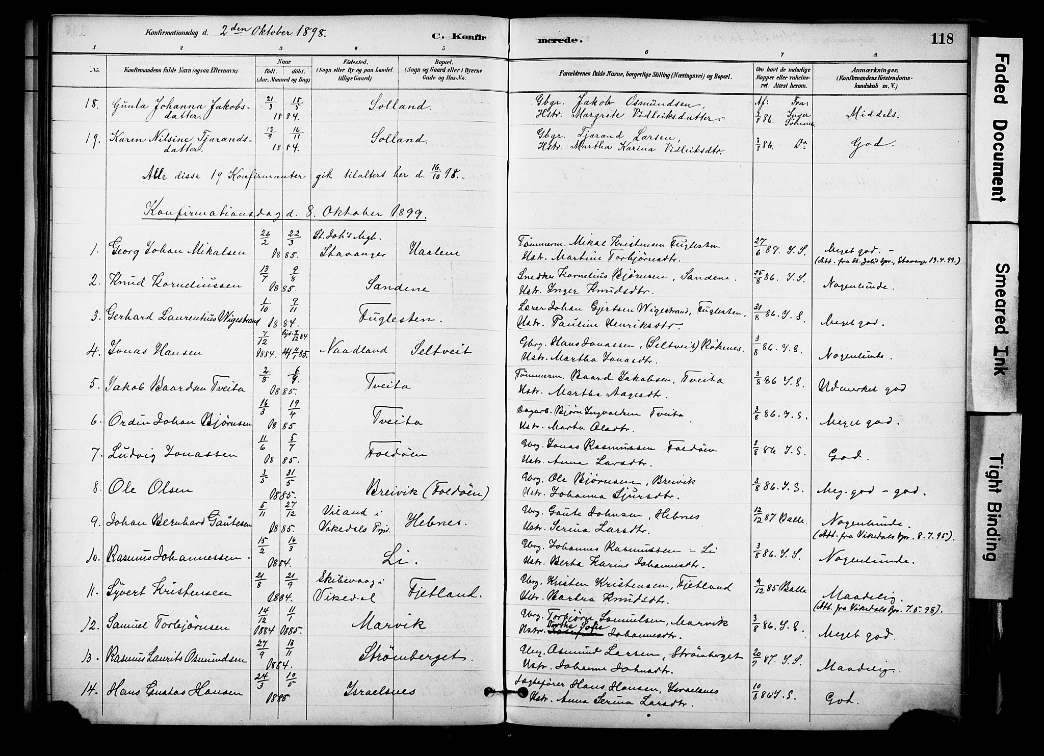 Jelsa sokneprestkontor, SAST/A-101842/01/IV: Parish register (official) no. A 10, 1884-1906, p. 118