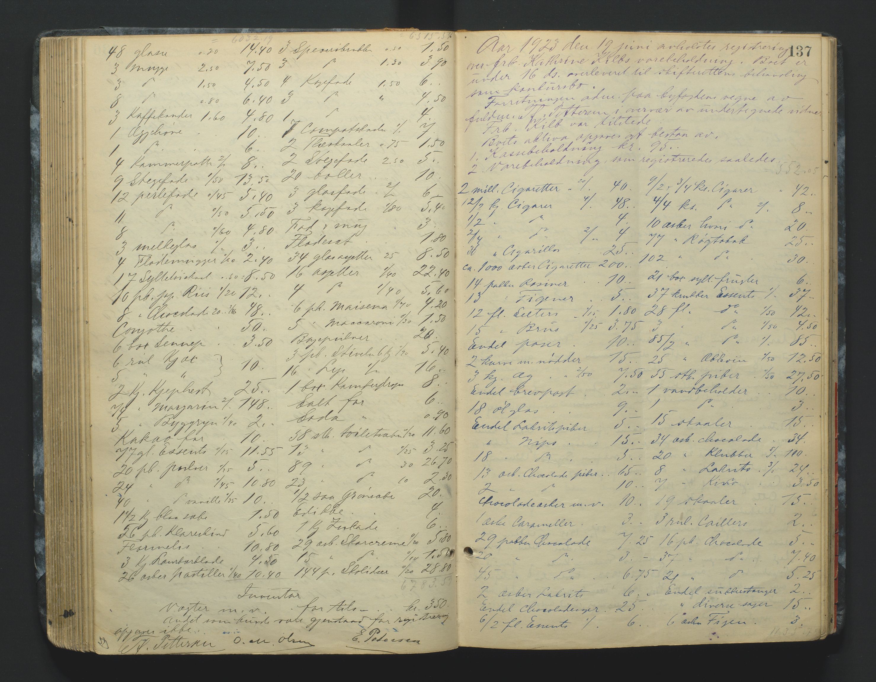 Kristiansand byrett, SAK/1223-0001/H/Hc/L0036: Skifteregistreringsprotokoll nr. 8, med register, 1914-1931, p. 137