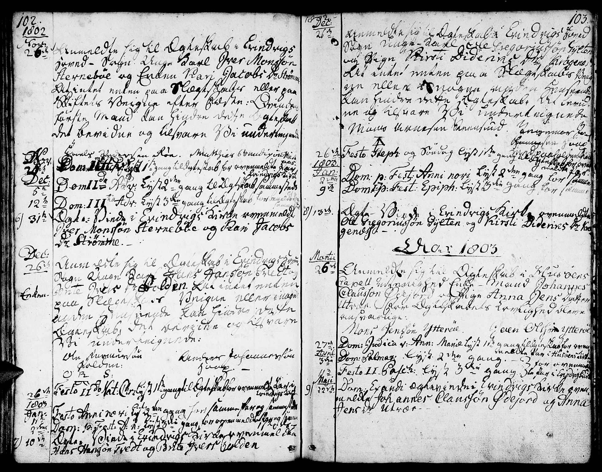 Gulen sokneprestembete, AV/SAB-A-80201/H/Haa/Haaa/L0016: Parish register (official) no. A 16, 1798-1808, p. 102-103