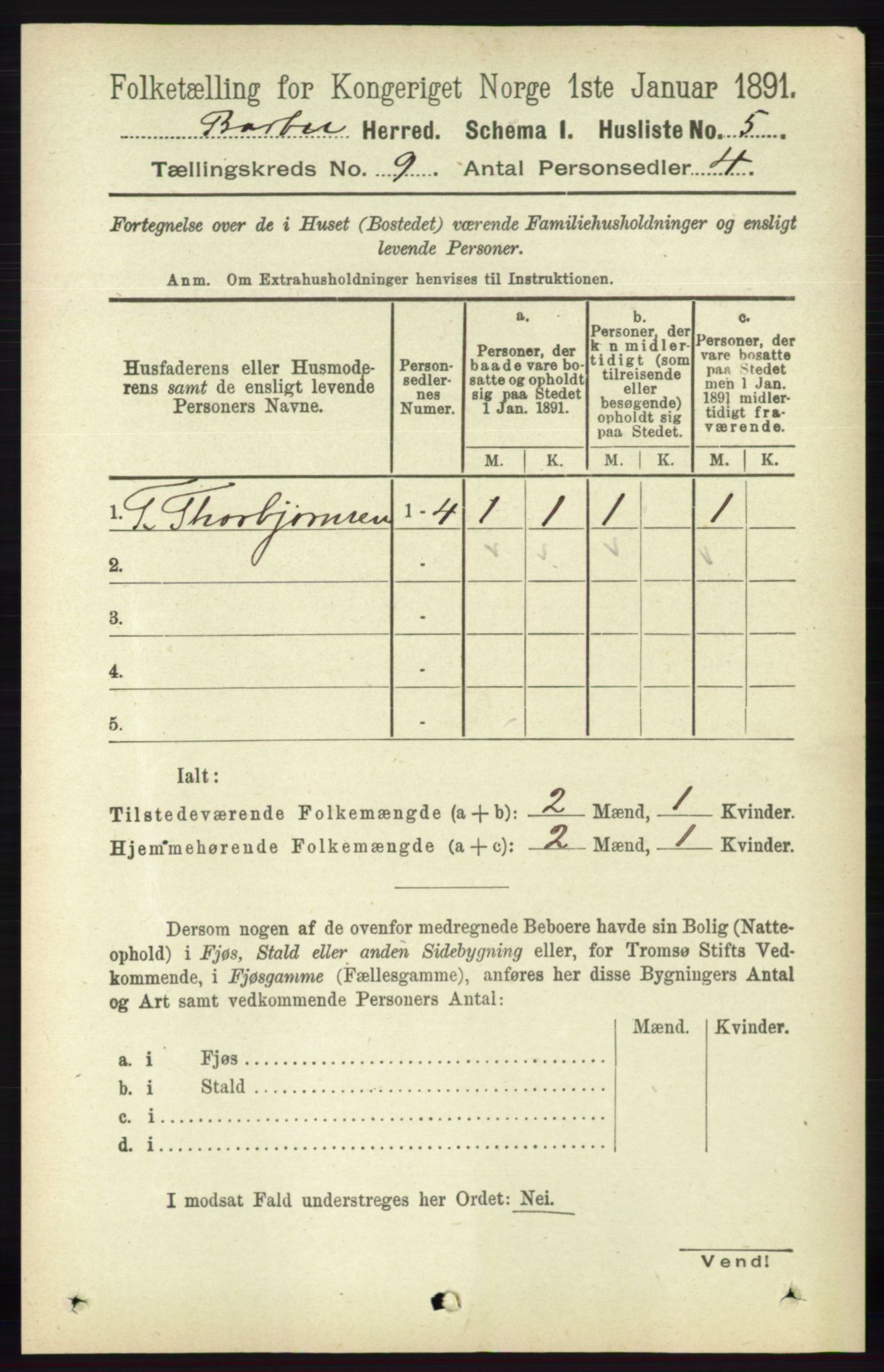 RA, 1891 census for 0990 Barbu, 1891, p. 7073