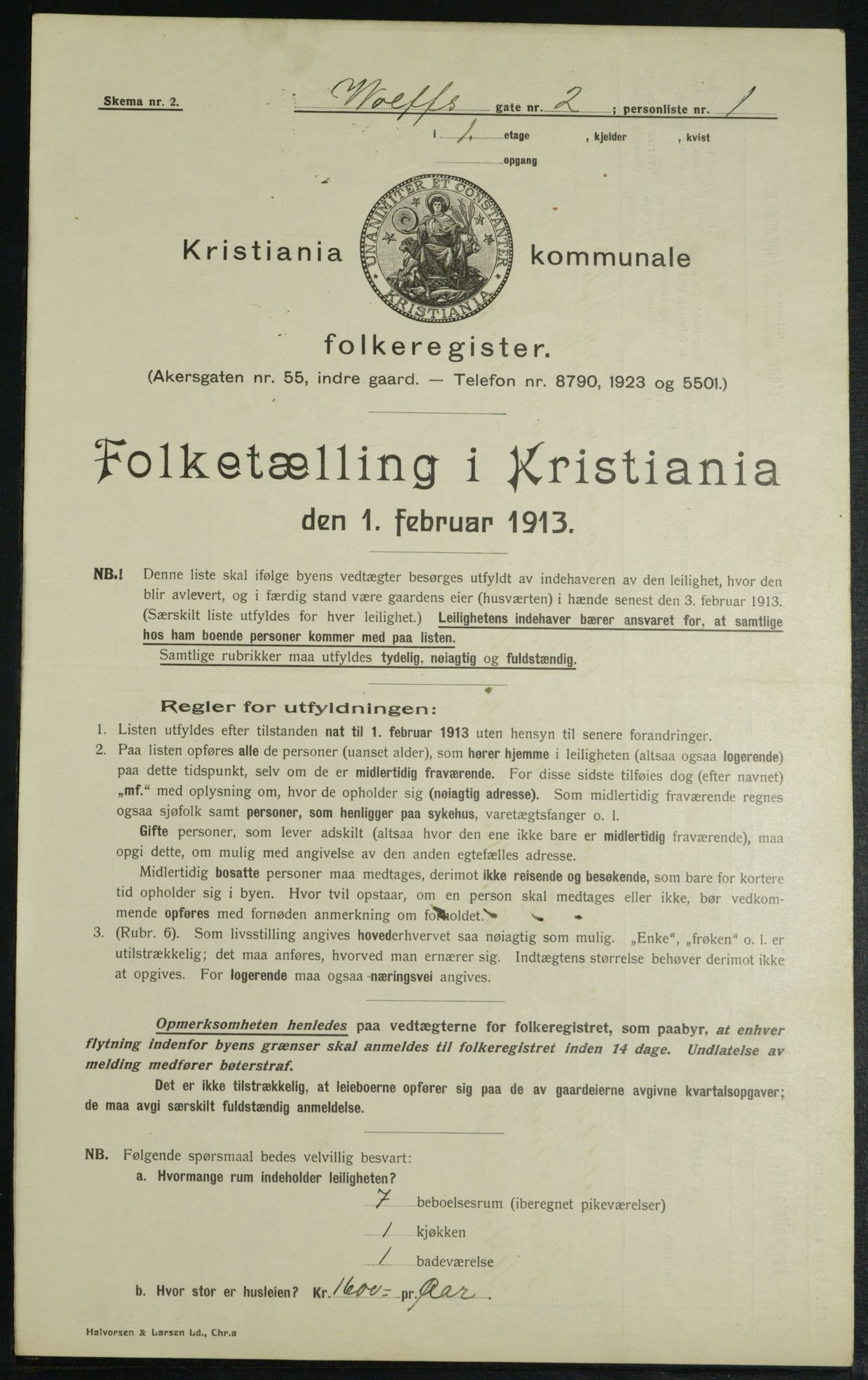OBA, Municipal Census 1913 for Kristiania, 1913, p. 128400