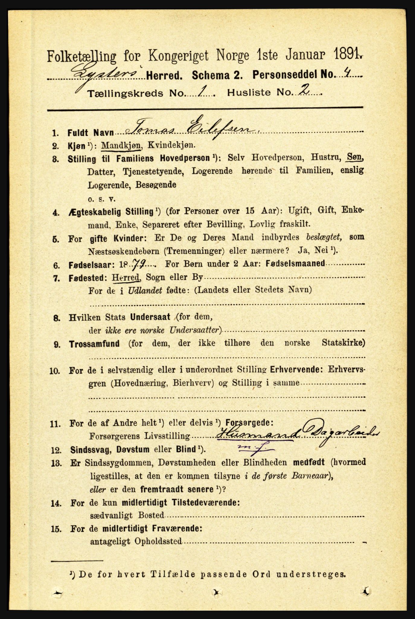 RA, 1891 census for 1426 Luster, 1891, p. 159