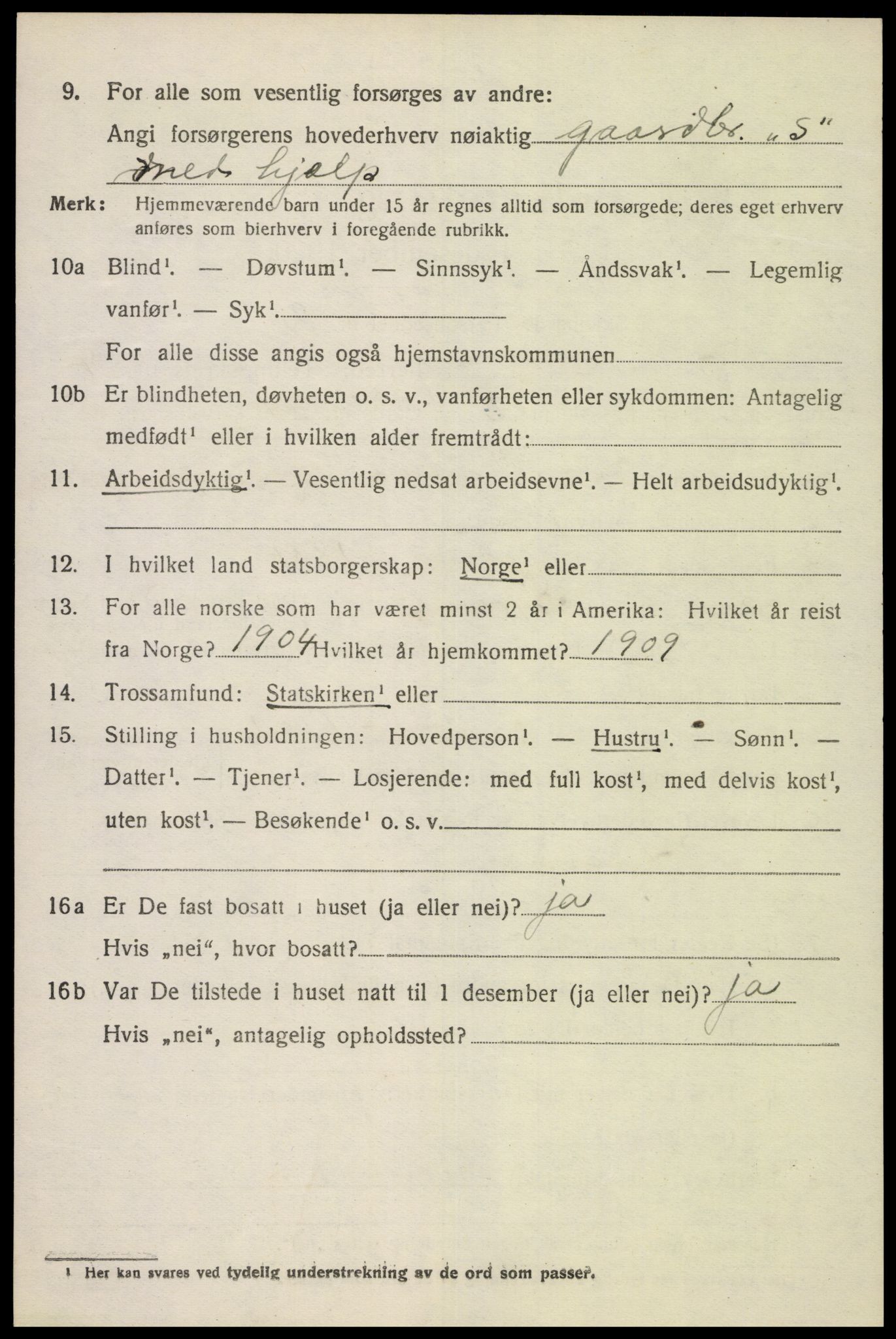 SAK, 1920 census for Herad, 1920, p. 1809