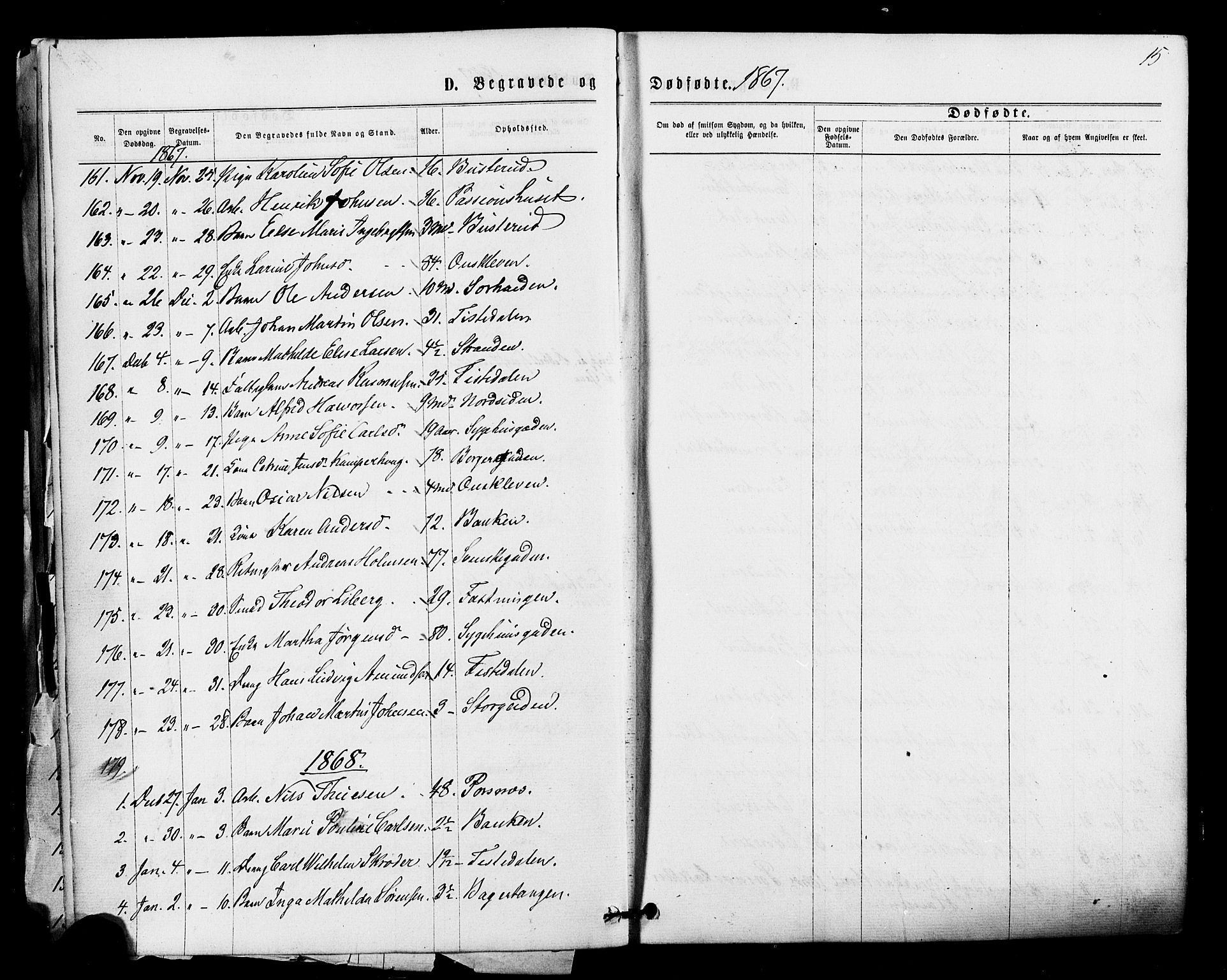 Halden prestekontor Kirkebøker, SAO/A-10909/F/Fa/L0010: Parish register (official) no. I 10, 1866-1877, p. 15