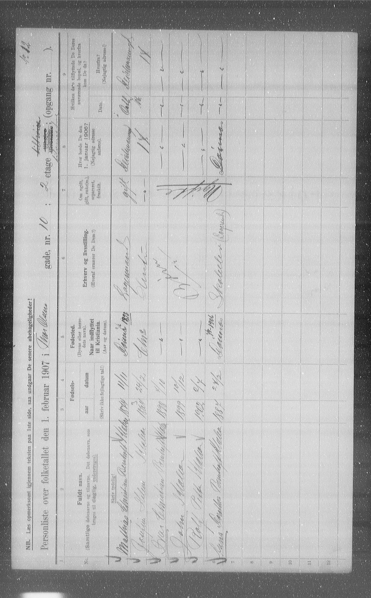 OBA, Municipal Census 1907 for Kristiania, 1907, p. 55681