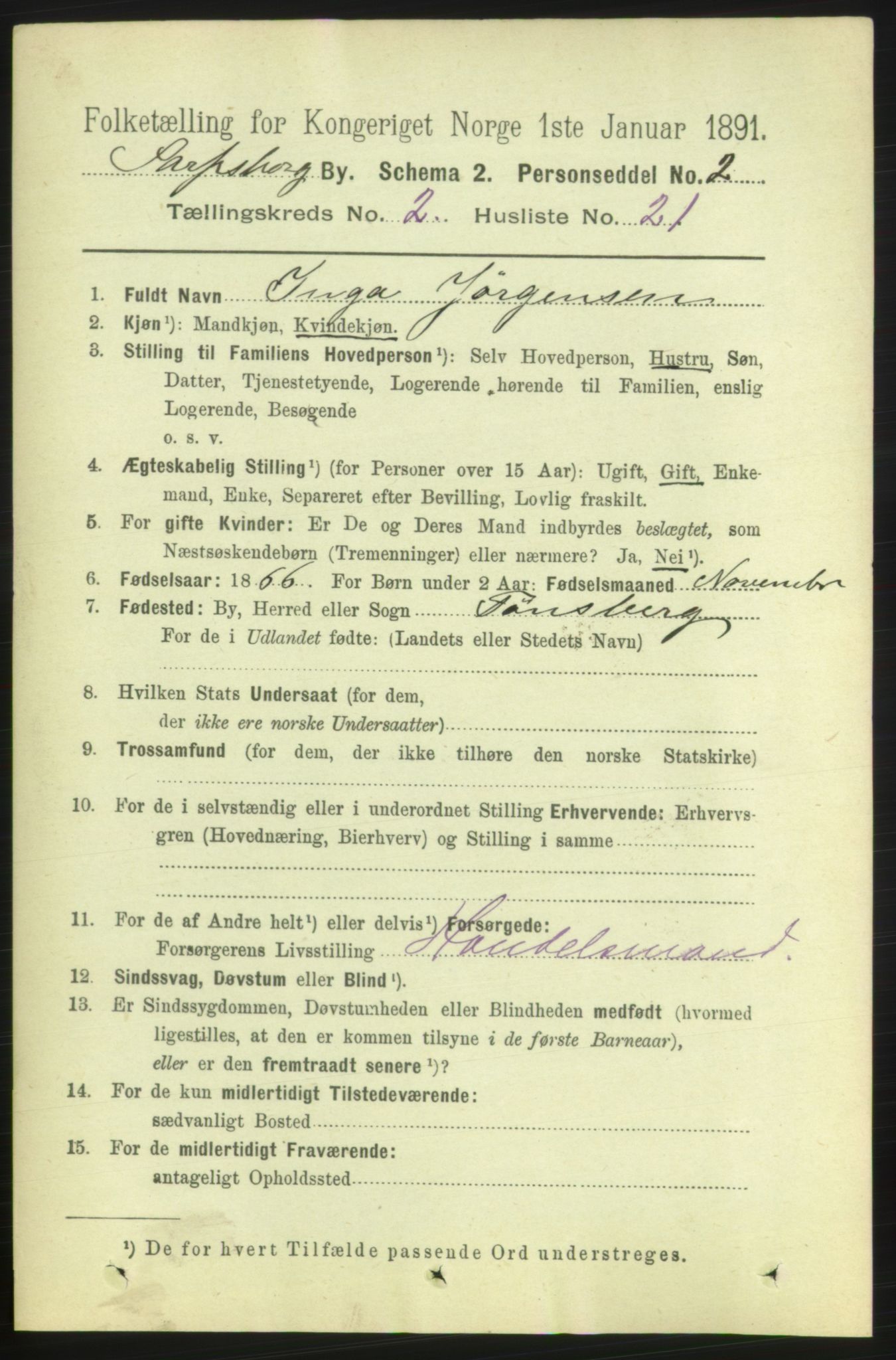 RA, 1891 census for 0102 Sarpsborg, 1891, p. 1461