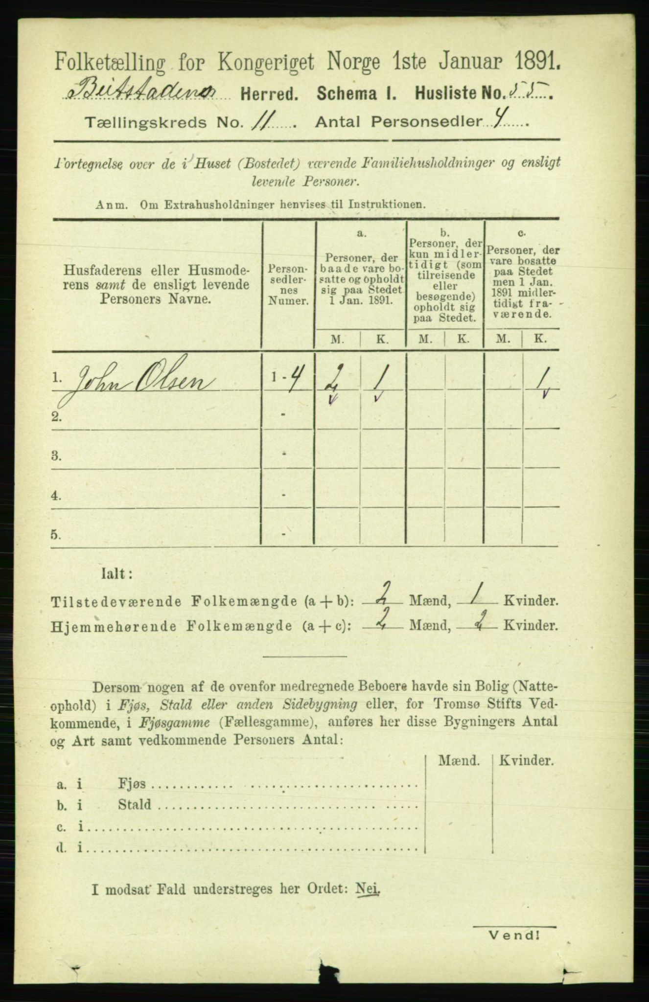 RA, 1891 census for 1727 Beitstad, 1891, p. 3040