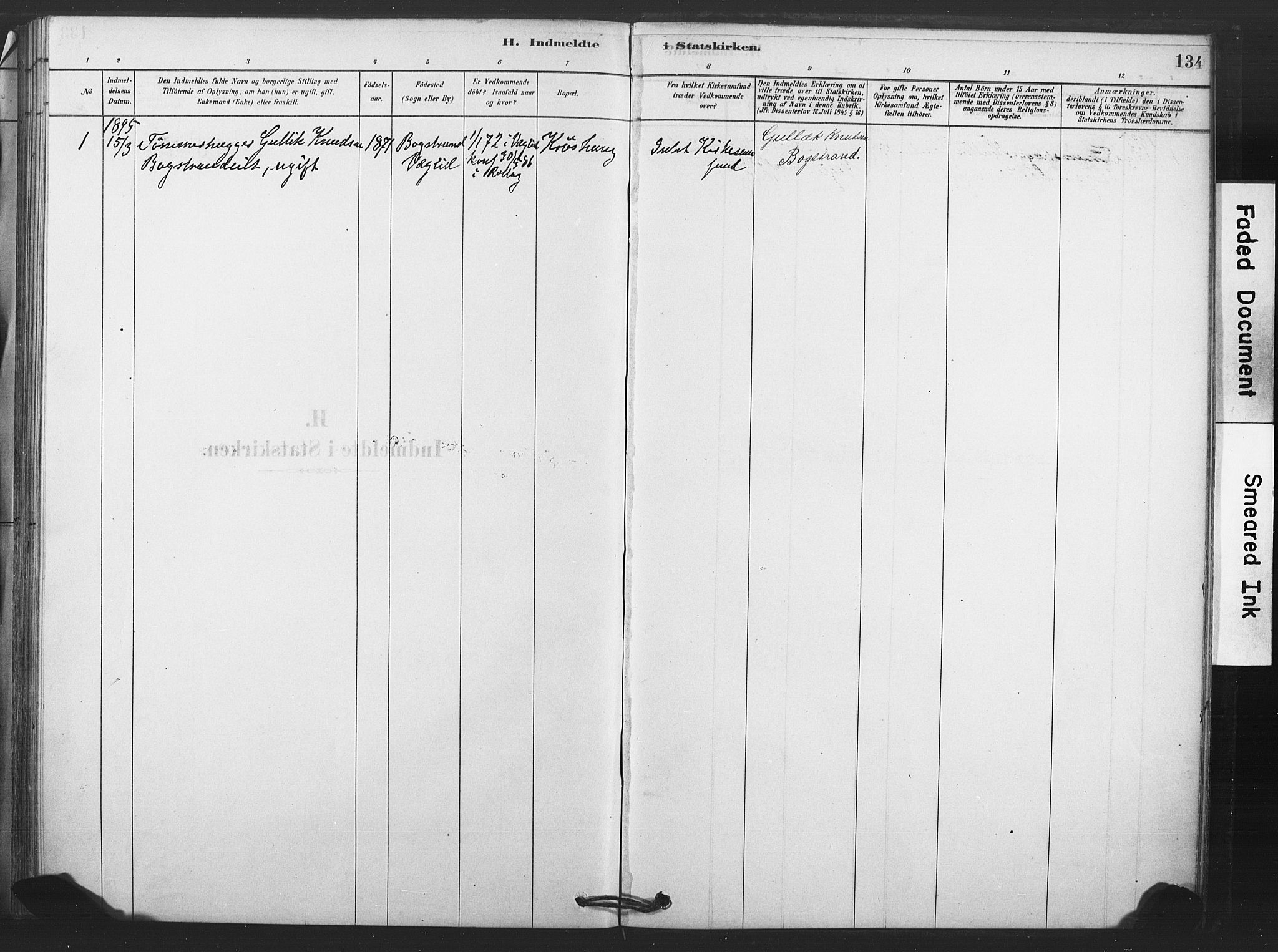 Rollag kirkebøker, AV/SAKO-A-240/F/Fb/L0001: Parish register (official) no. II 1, 1878-1899, p. 134