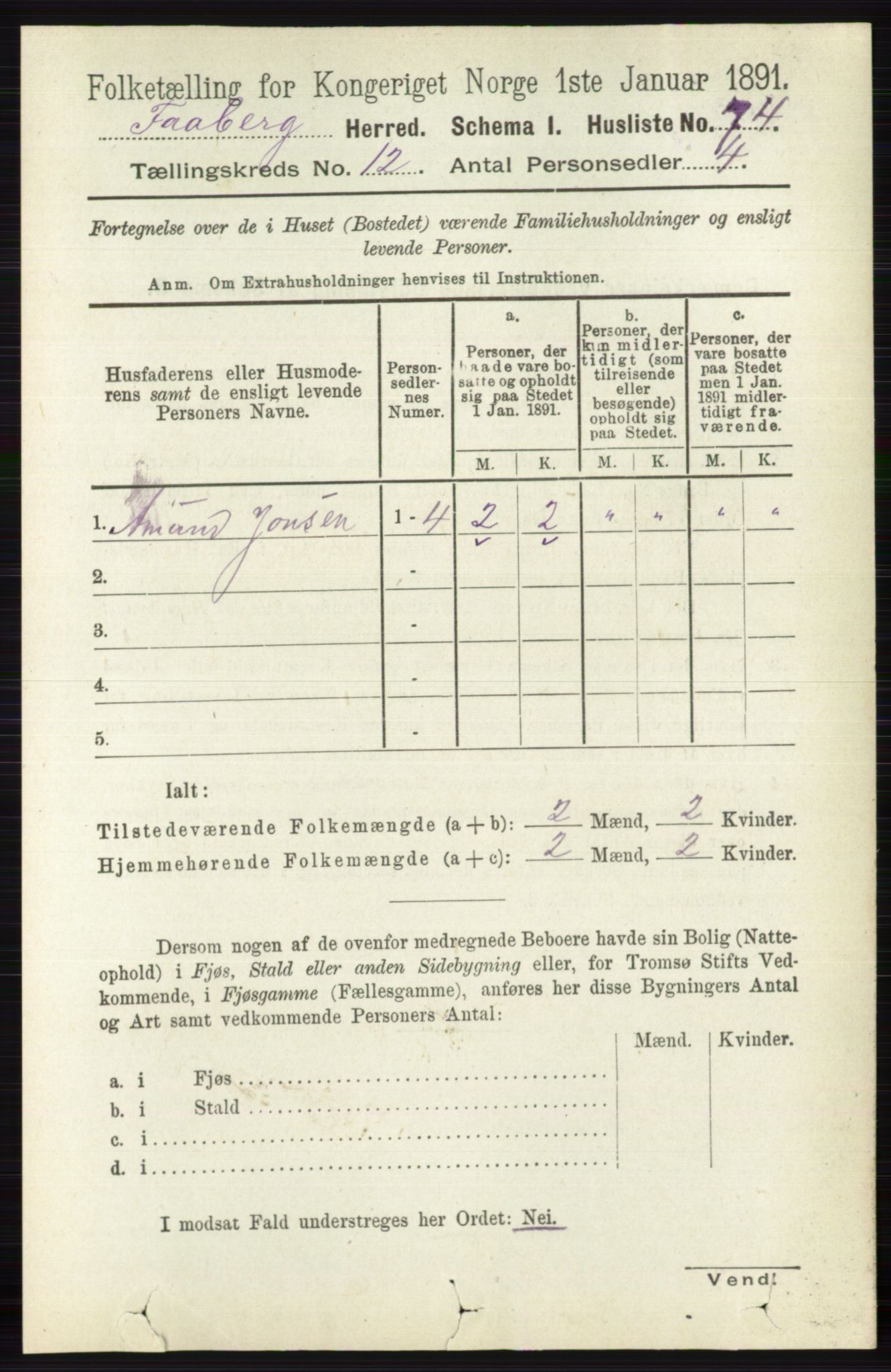 RA, 1891 census for 0524 Fåberg, 1891, p. 4766