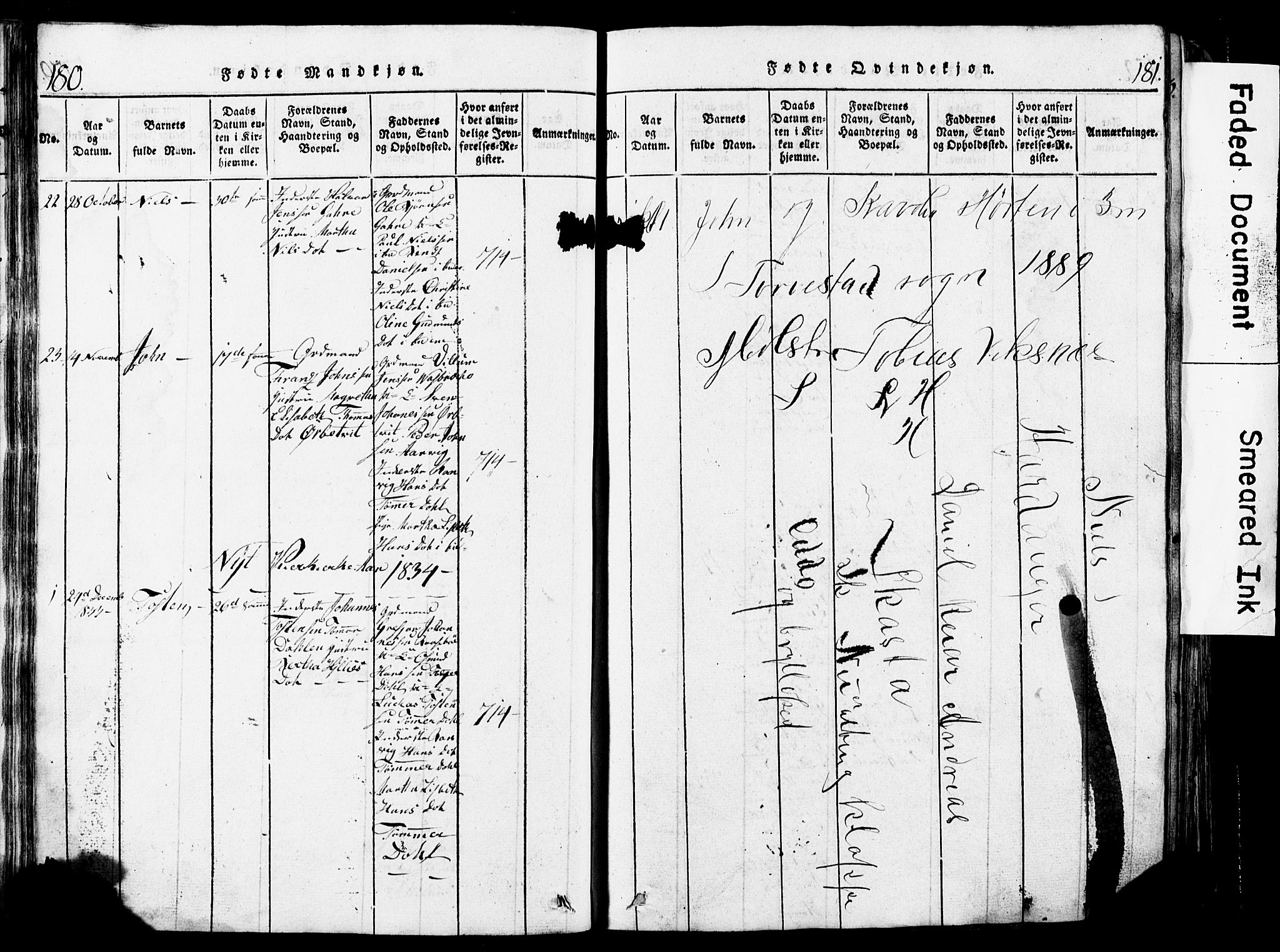 Torvastad sokneprestkontor, AV/SAST-A -101857/H/Ha/Hab/L0002: Parish register (copy) no. B 2, 1817-1834, p. 180-181