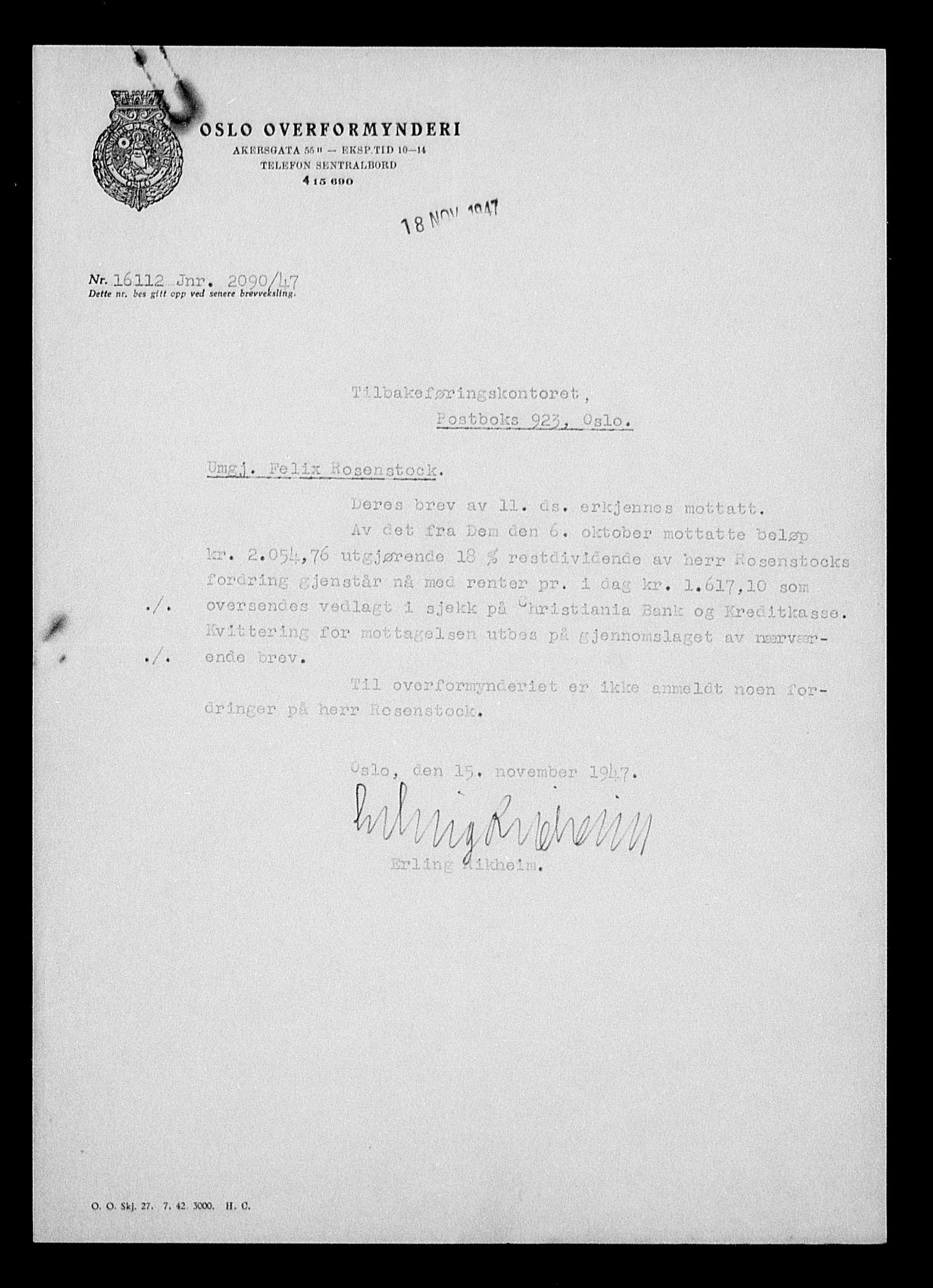 Justisdepartementet, Tilbakeføringskontoret for inndratte formuer, AV/RA-S-1564/H/Hc/Hcc/L0974: --, 1945-1947, p. 115