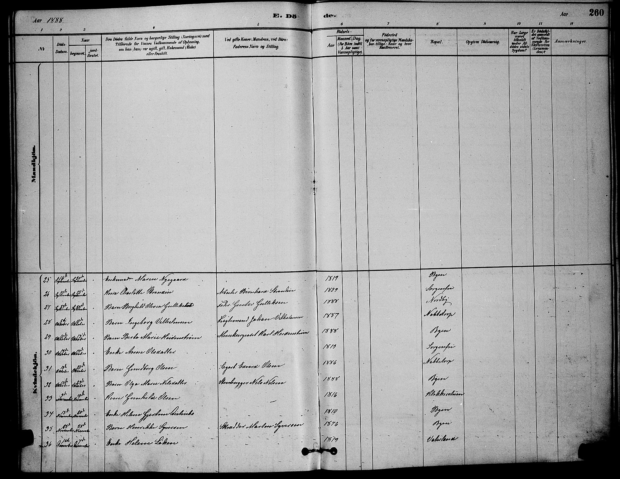 Østre Fredrikstad prestekontor Kirkebøker, SAO/A-10907/G/Ga/L0001: Parish register (copy) no. 1, 1880-1899, p. 260