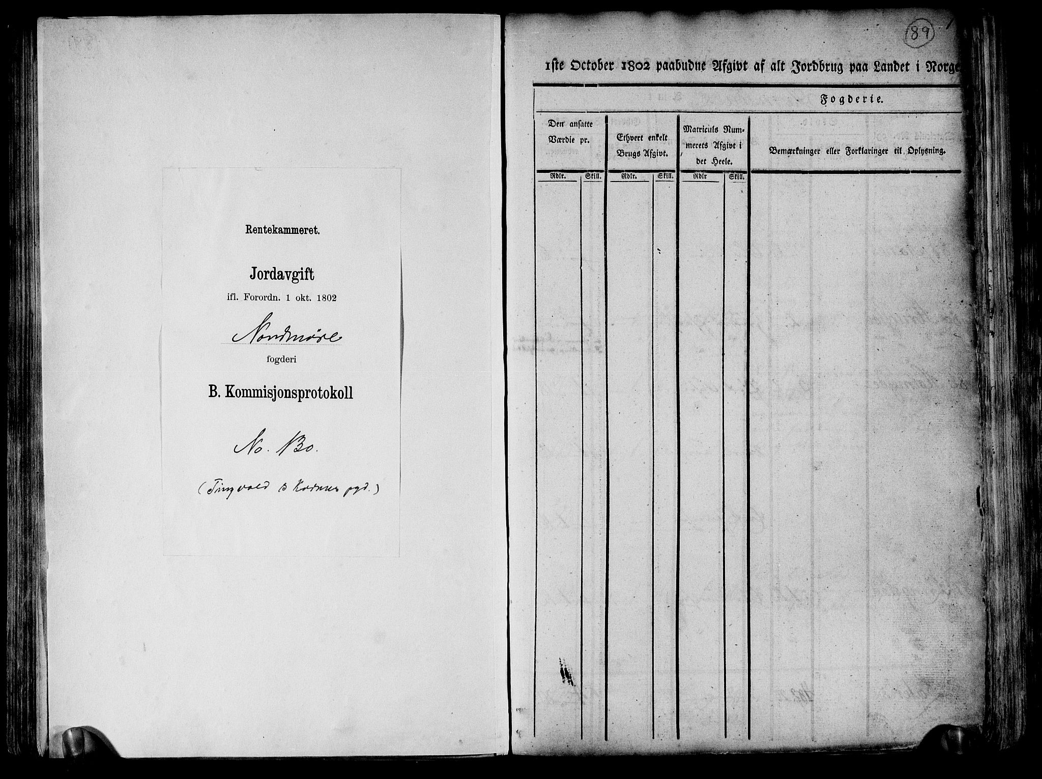 Rentekammeret inntil 1814, Realistisk ordnet avdeling, AV/RA-EA-4070/N/Ne/Nea/L0130: til 0132: Nordmøre fogderi. Kommisjonsprotokoll, 1803, p. 89