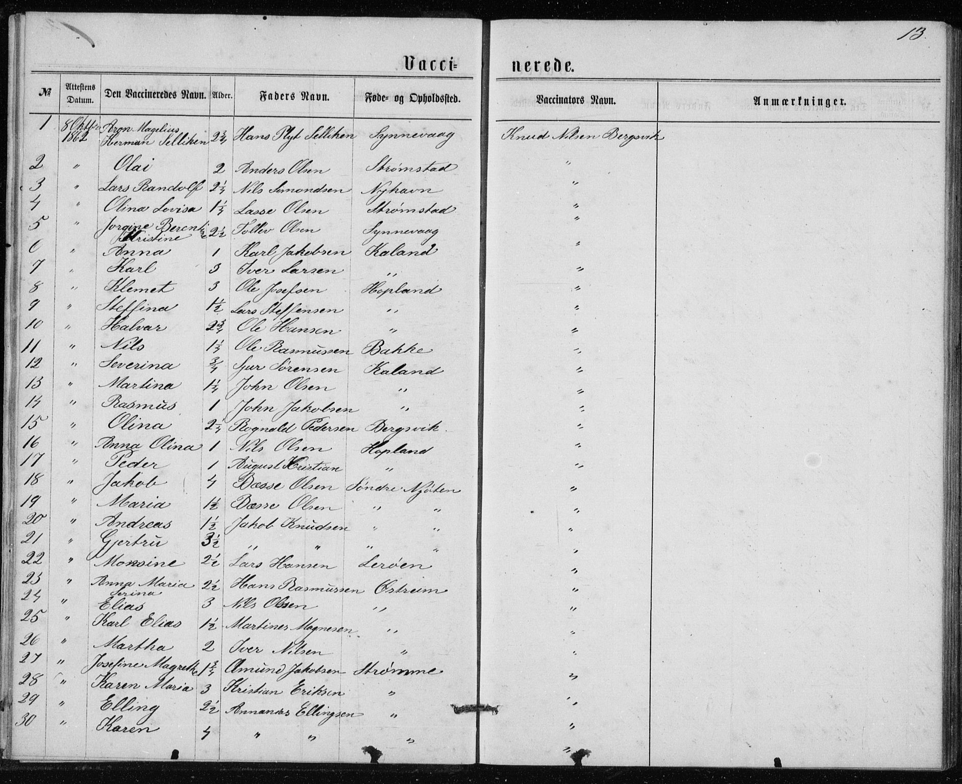 Lindås Sokneprestembete, SAB/A-76701/H/Haa: Parish register (official) no. A 17, 1874-1877, p. 13