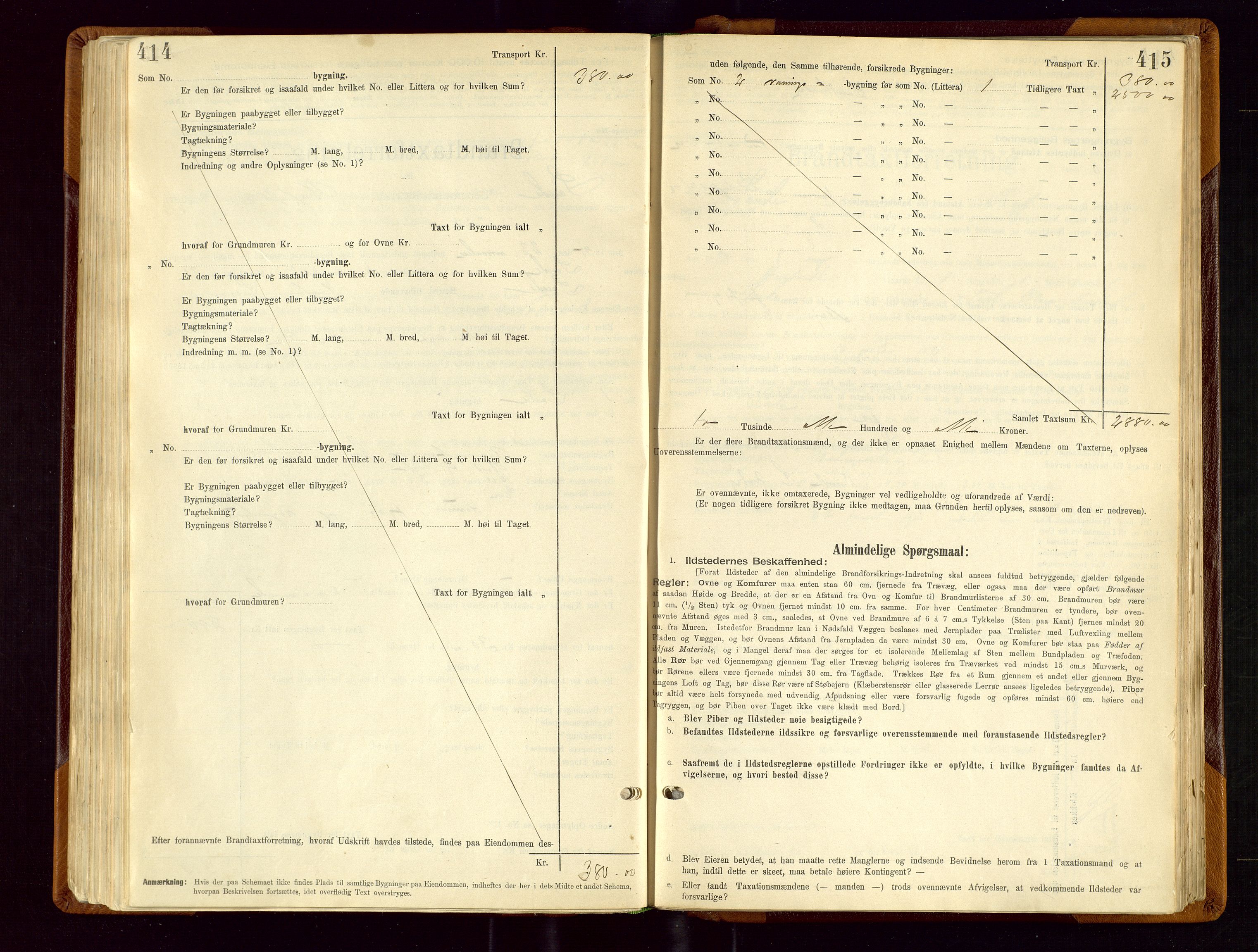 Sauda lensmannskontor, SAST/A-100177/Gob/L0001: Branntakstprotokoll - skjematakst, 1894-1914, p. 414-415