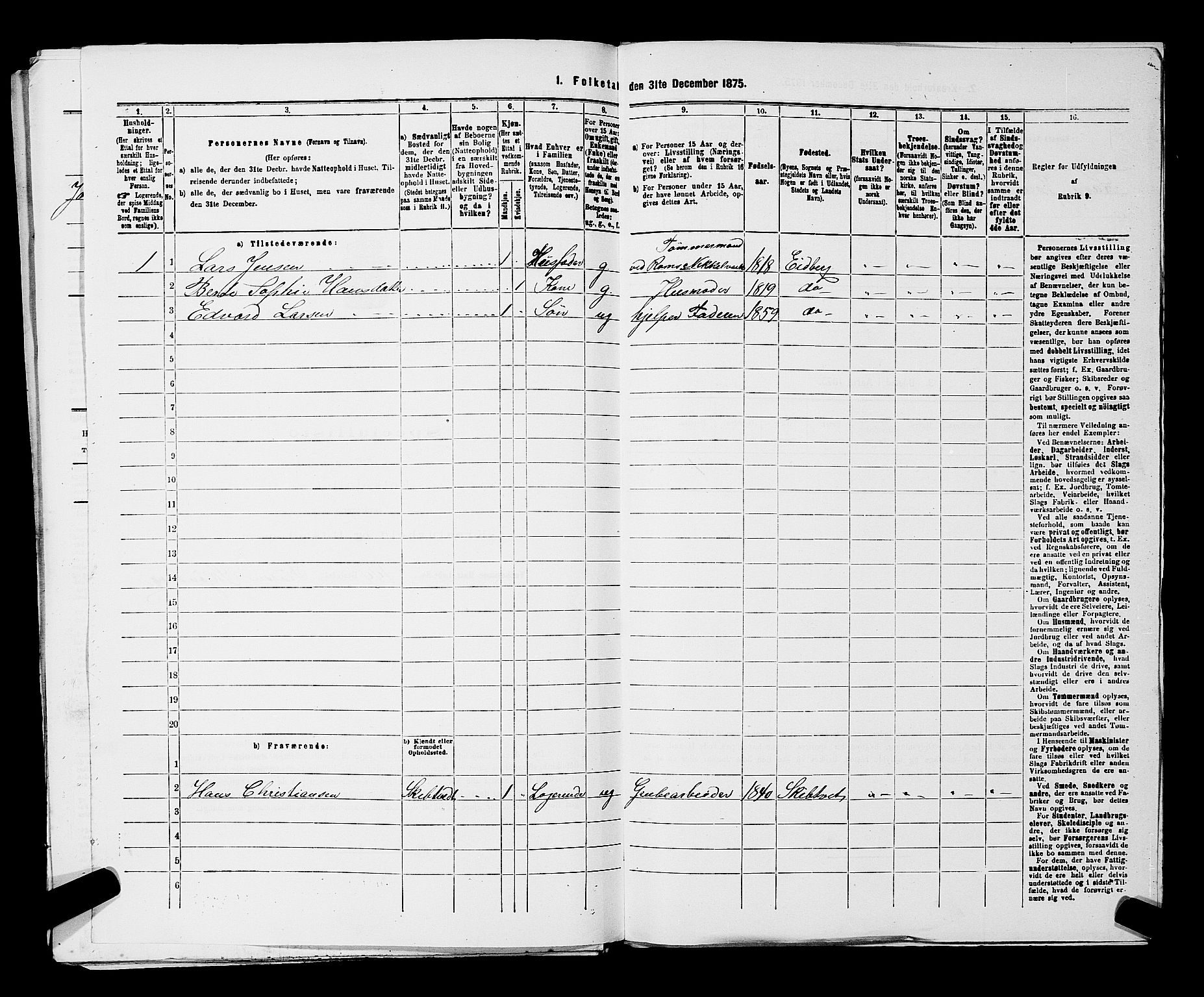 RA, 1875 census for 0124P Askim, 1875, p. 698