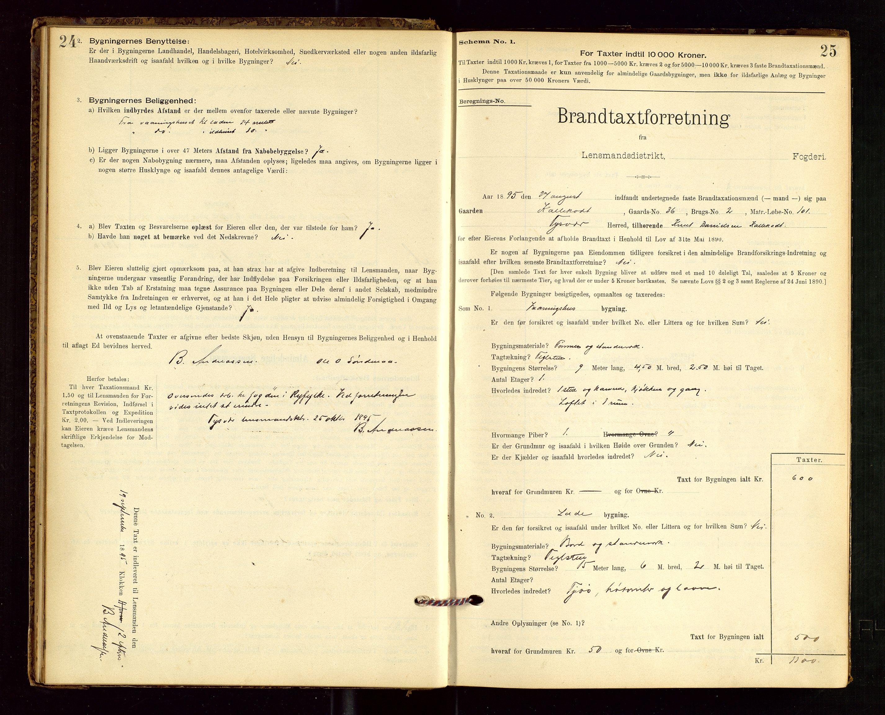 Tysvær lensmannskontor, AV/SAST-A-100192/Gob/L0001: "Brandtaxationsprotokol for Tysvær Lensmandsdistrikt Ryfylke Fogderi", 1894-1916, p. 24-25