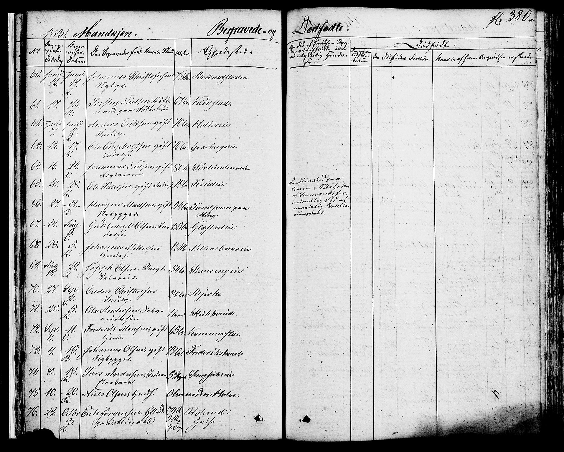 Ringsaker prestekontor, AV/SAH-PREST-014/K/Ka/L0007: Parish register (official) no. 7B, 1826-1837, p. 380
