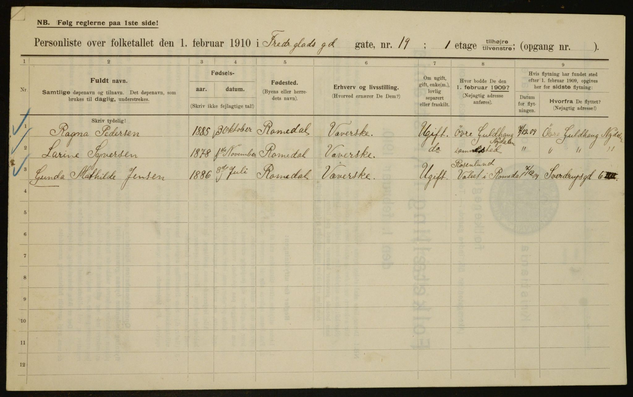 OBA, Municipal Census 1910 for Kristiania, 1910, p. 25031