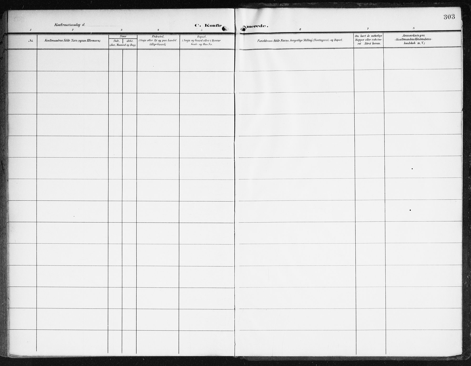 Johanneskirken sokneprestembete, SAB/A-76001/H/Haa/L0009: Parish register (official) no. C 2, 1907-1924, p. 303