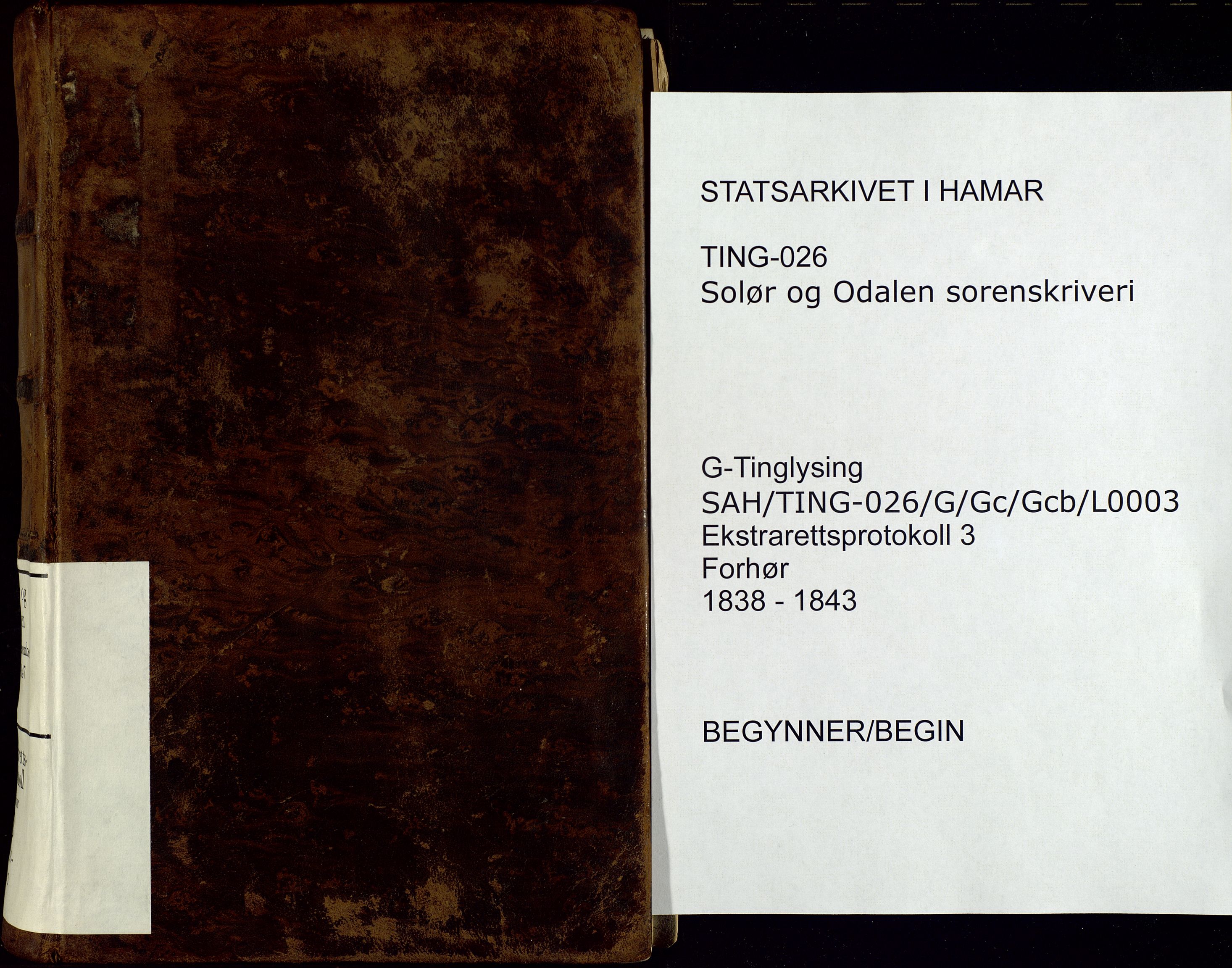 Solør og Odalen sorenskriveri, SAH/TING-026/G/Gc/Gcb/L0003: Forhørsprotokoll, 1838-1843