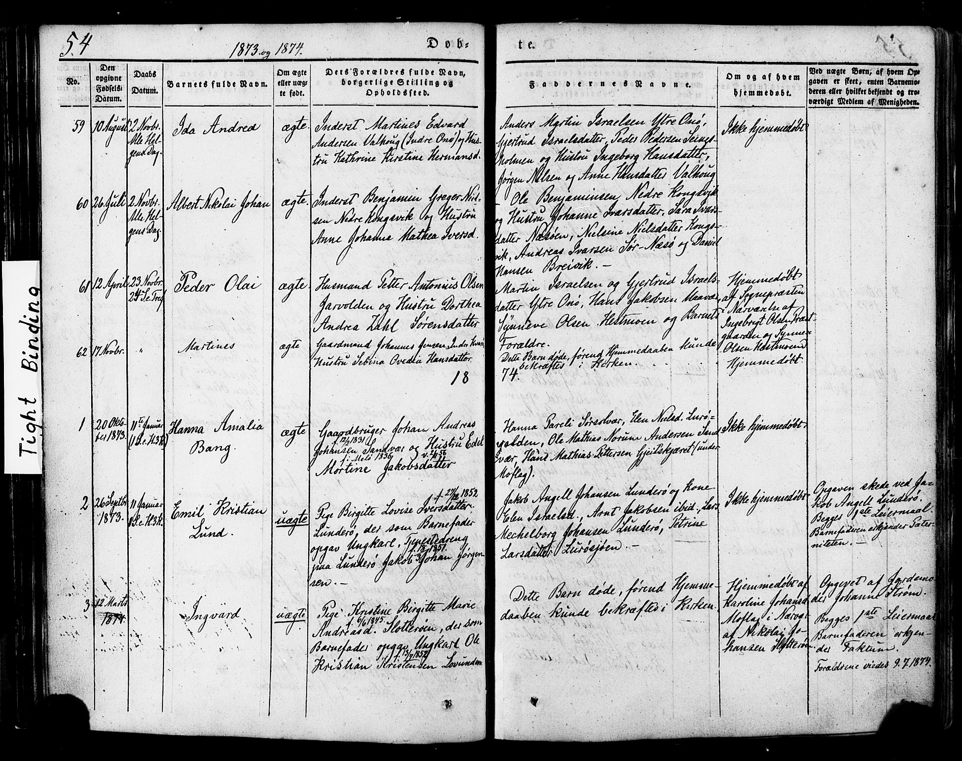 Ministerialprotokoller, klokkerbøker og fødselsregistre - Nordland, SAT/A-1459/839/L0567: Parish register (official) no. 839A04, 1863-1879, p. 54