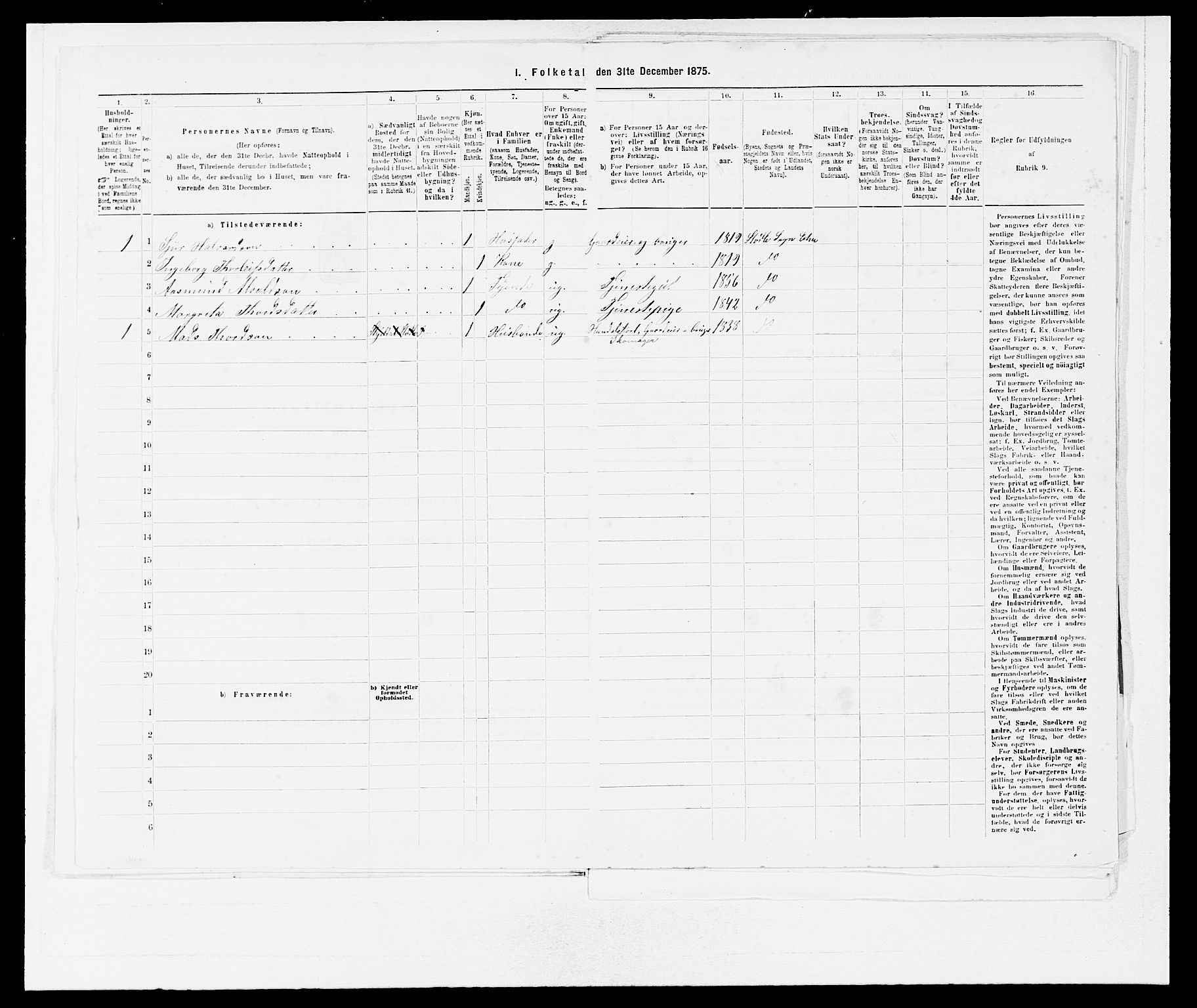 SAB, 1875 census for 1211P Etne, 1875, p. 597