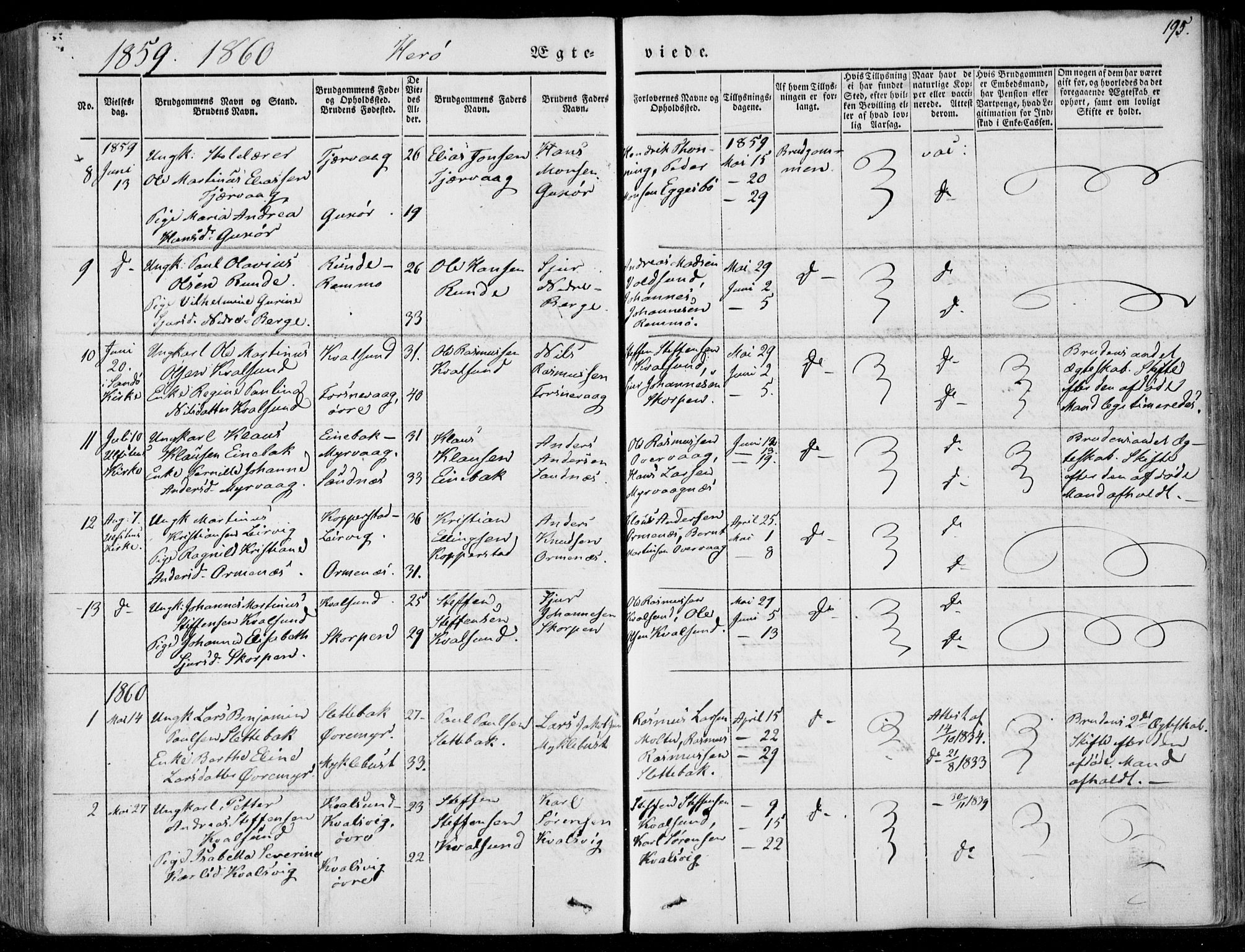 Ministerialprotokoller, klokkerbøker og fødselsregistre - Møre og Romsdal, AV/SAT-A-1454/507/L0070: Parish register (official) no. 507A05, 1842-1873, p. 195