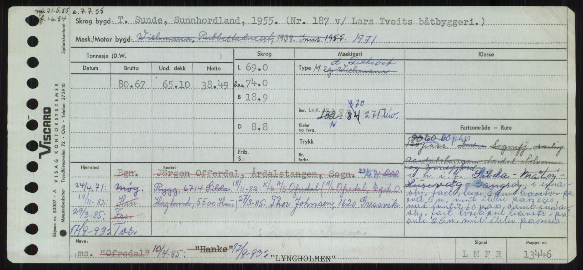 Sjøfartsdirektoratet med forløpere, Skipsmålingen, RA/S-1627/H/Ha/L0003/0002: Fartøy, Hilm-Mar / Fartøy, Kom-Mar, p. 711