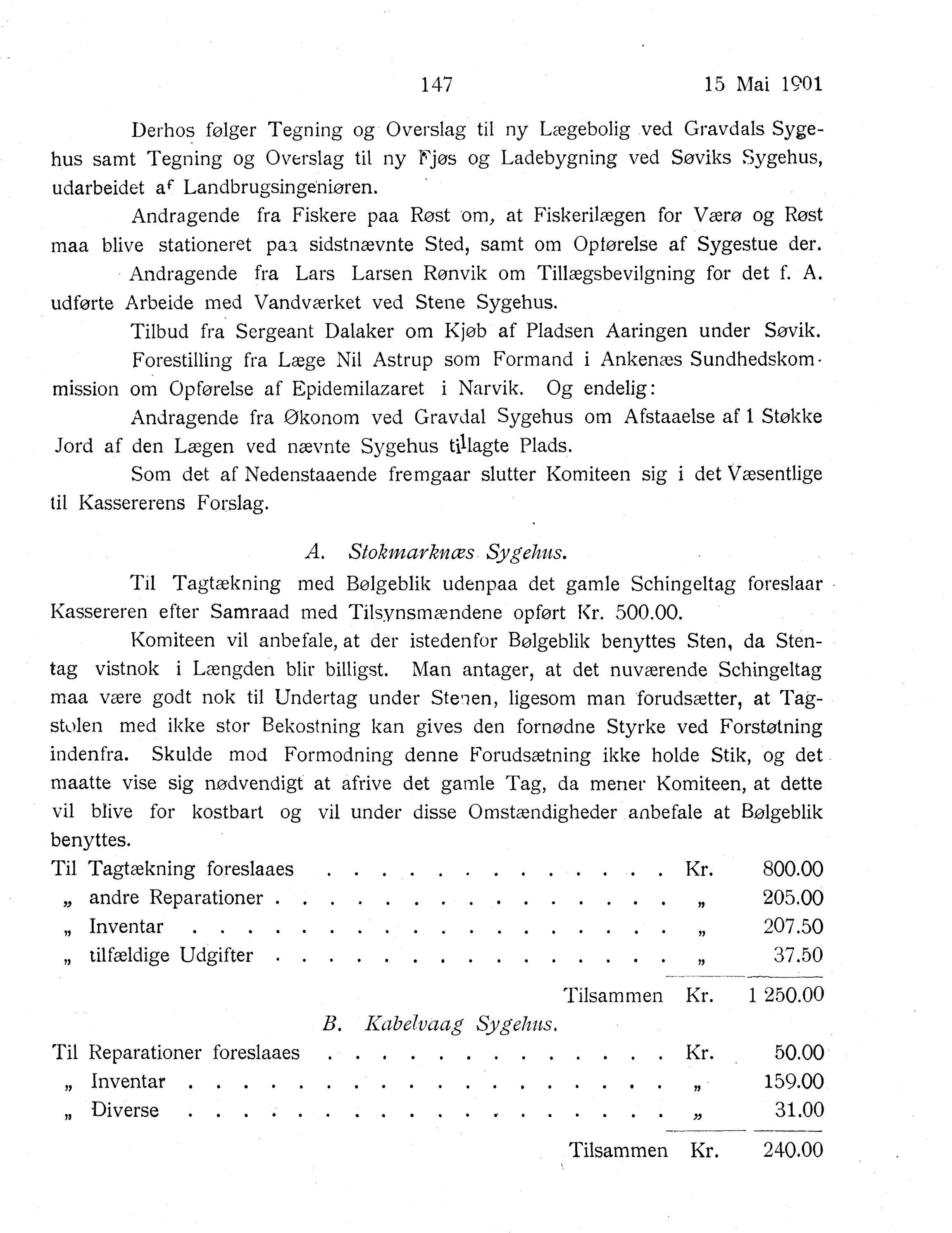 Nordland Fylkeskommune. Fylkestinget, AIN/NFK-17/176/A/Ac/L0024: Fylkestingsforhandlinger 1901, 1901