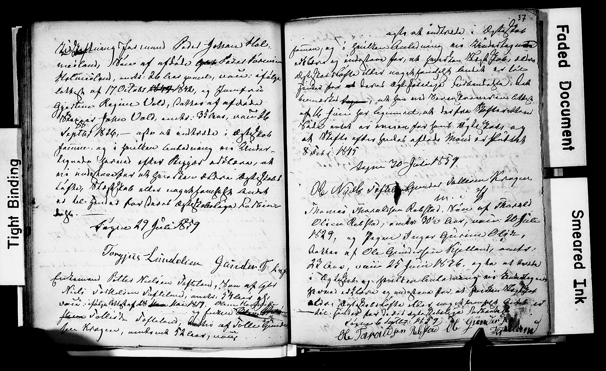 Søgne sokneprestkontor, SAK/1111-0037/F/Fe/L0001: Banns register no. A III 1, 1853-1870, p. 37