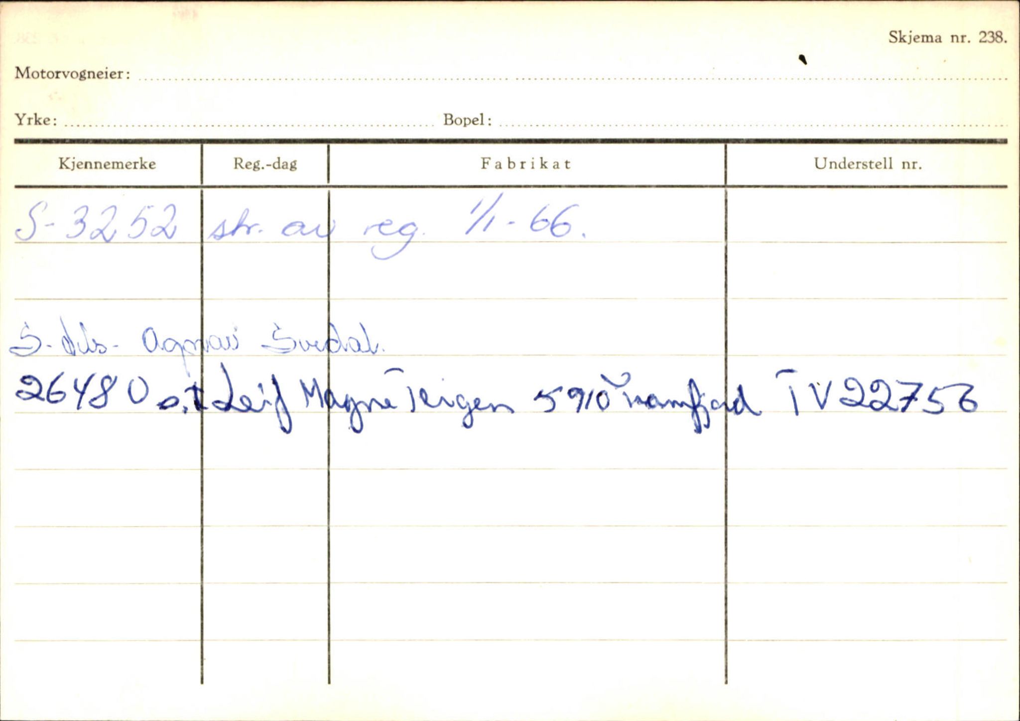 Statens vegvesen, Sogn og Fjordane vegkontor, SAB/A-5301/4/F/L0125: Eigarregister Sogndal V-Å. Aurland A-Å. Fjaler A-N, 1945-1975, p. 888