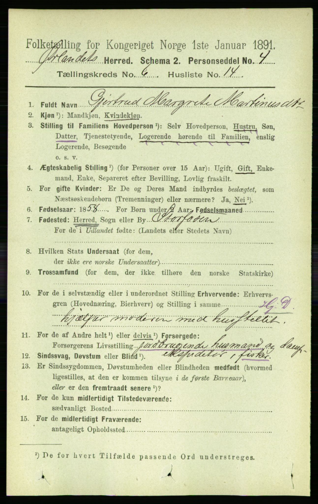 RA, 1891 census for 1621 Ørland, 1891, p. 1930
