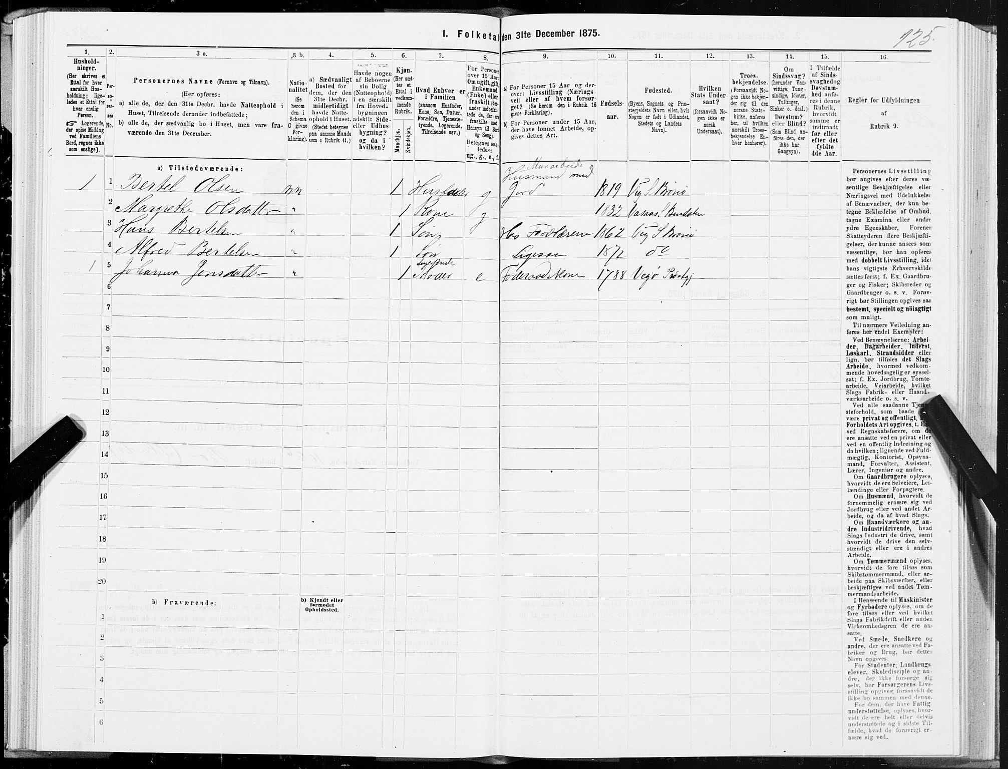 SAT, 1875 census for 1814P Brønnøy, 1875, p. 1125