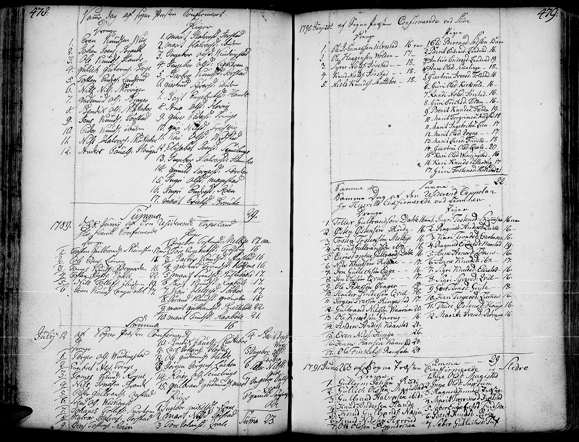 Slidre prestekontor, SAH/PREST-134/H/Ha/Haa/L0001: Parish register (official) no. 1, 1724-1814, p. 478-479