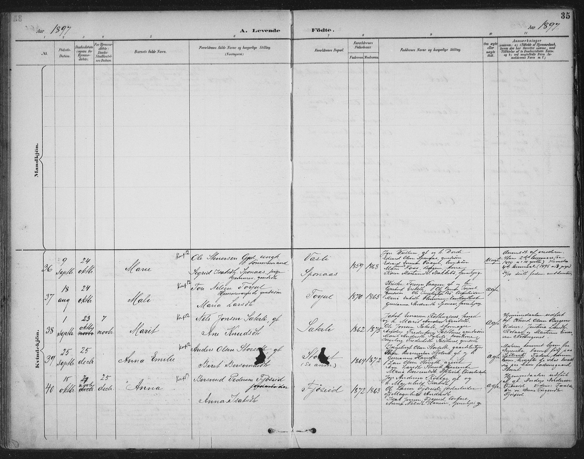 Ministerialprotokoller, klokkerbøker og fødselsregistre - Møre og Romsdal, AV/SAT-A-1454/586/L0988: Parish register (official) no. 586A14, 1893-1905, p. 35