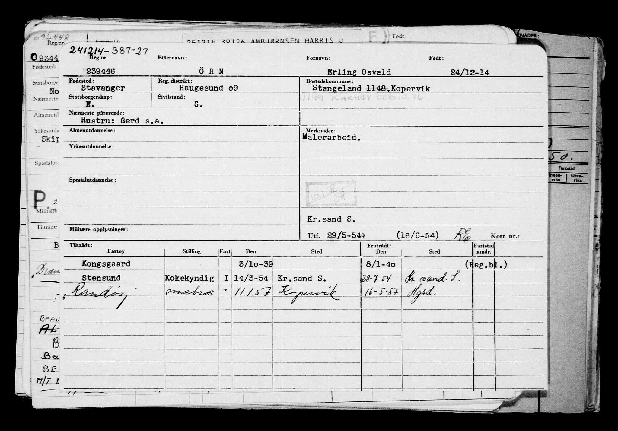 Direktoratet for sjømenn, AV/RA-S-3545/G/Gb/L0126: Hovedkort, 1914-1915, p. 158