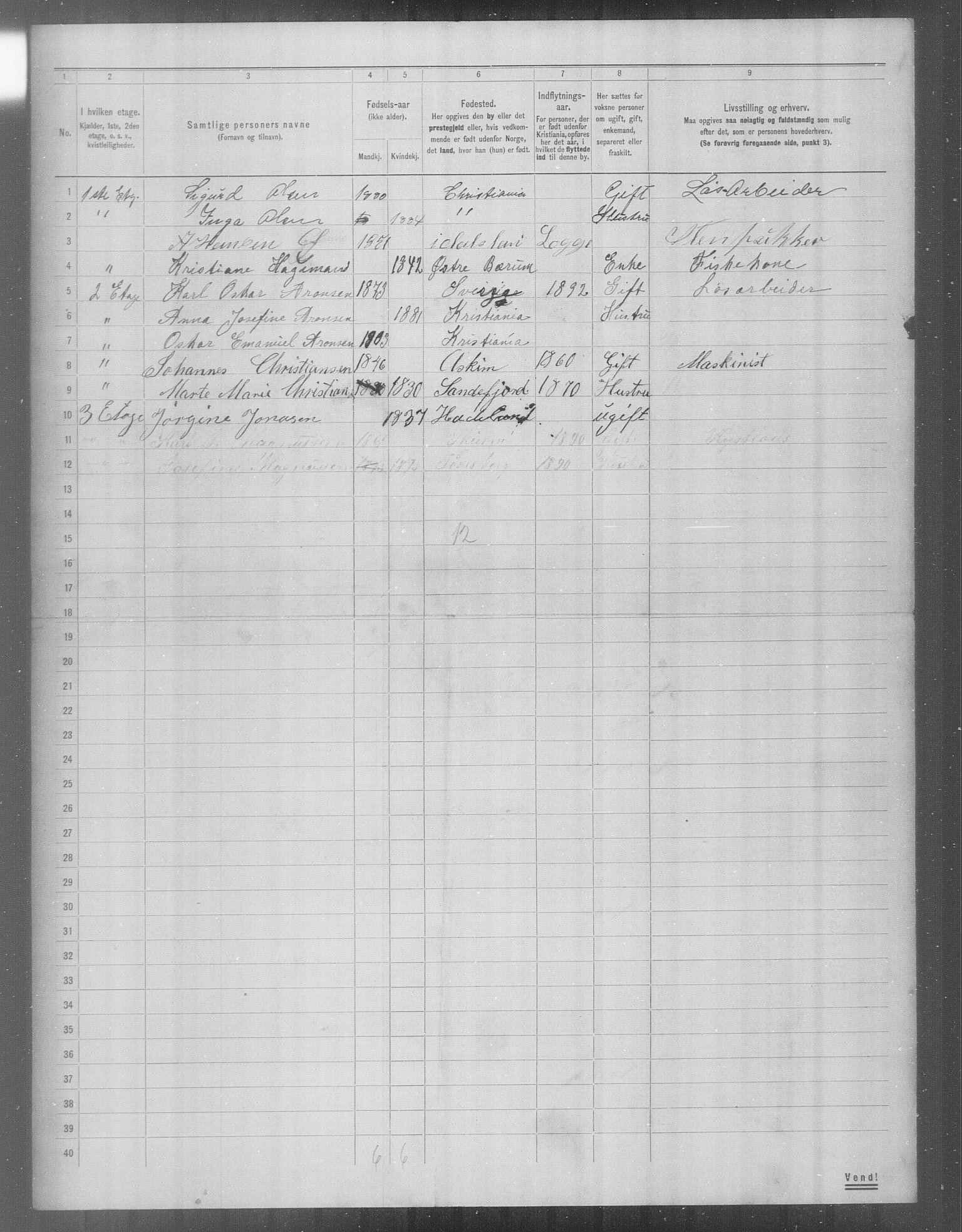 OBA, Municipal Census 1904 for Kristiania, 1904, p. 23318