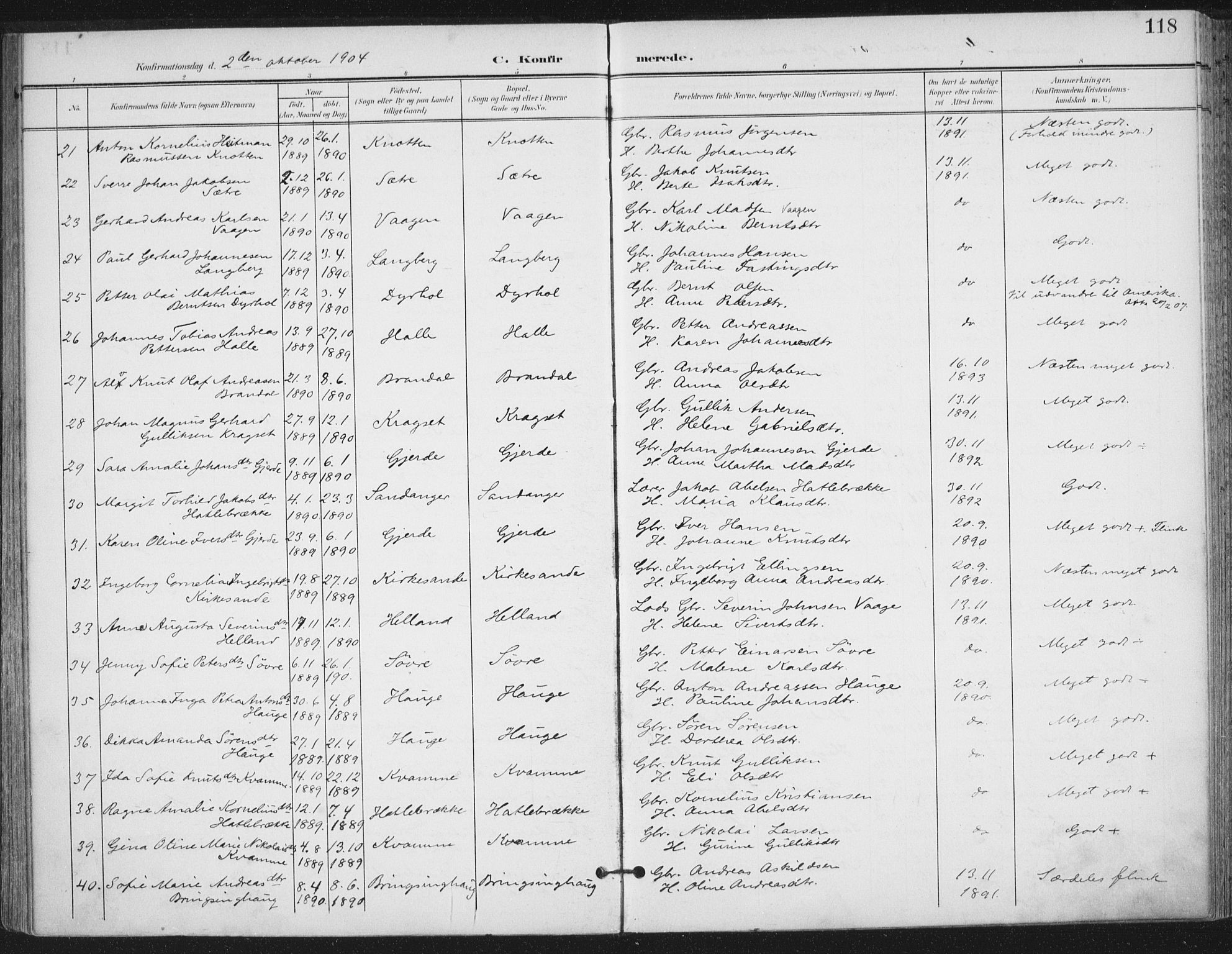 Ministerialprotokoller, klokkerbøker og fødselsregistre - Møre og Romsdal, AV/SAT-A-1454/503/L0038: Parish register (official) no. 503A06, 1901-1917, p. 118