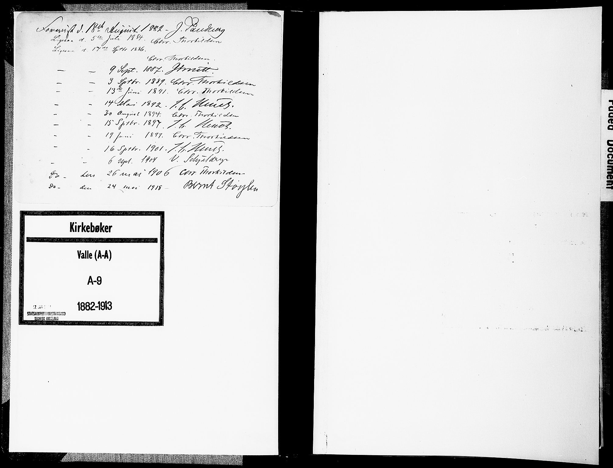 Valle sokneprestkontor, AV/SAK-1111-0044/F/Fa/Fac/L0009: Parish register (official) no. A 9, 1882-1913