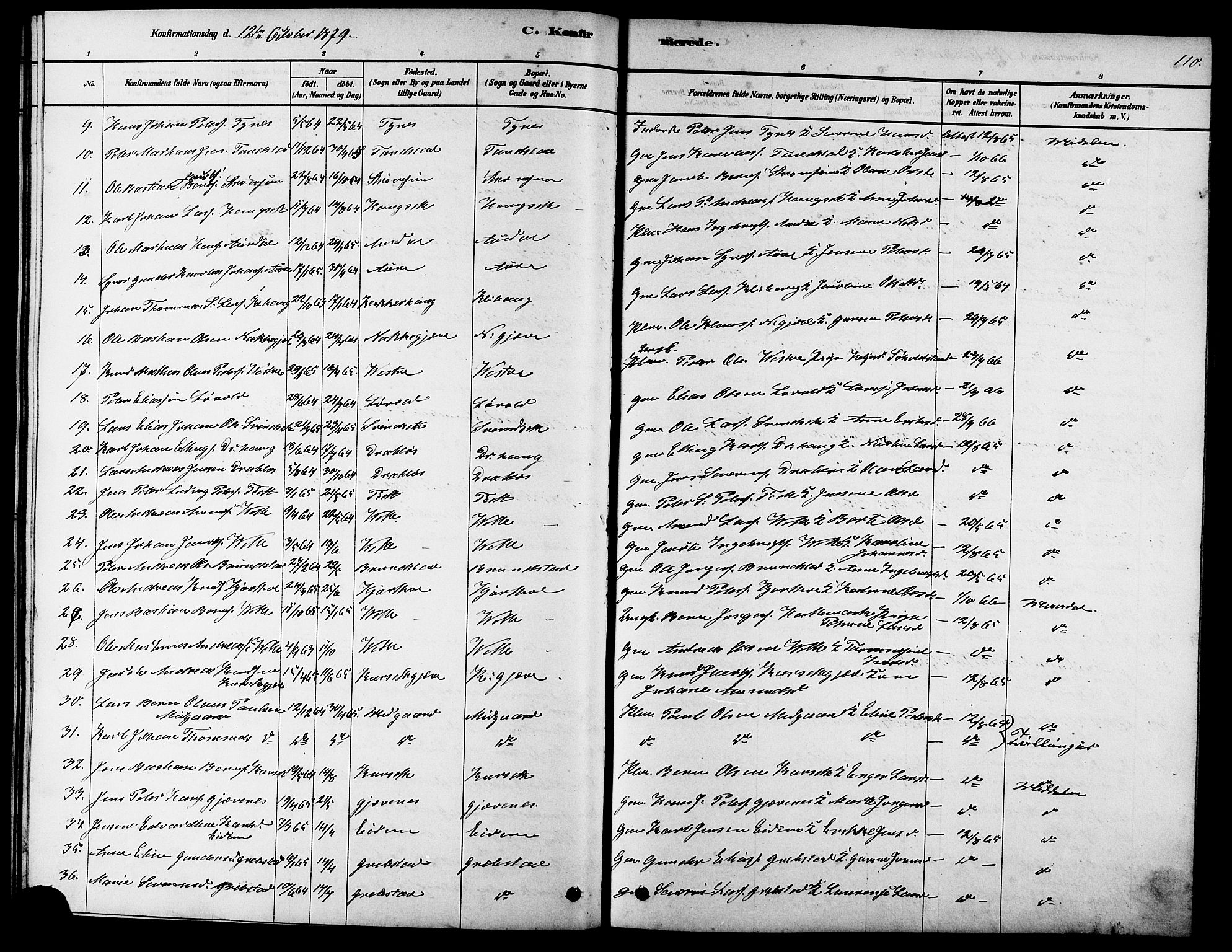 Ministerialprotokoller, klokkerbøker og fødselsregistre - Møre og Romsdal, SAT/A-1454/523/L0339: Parish register (copy) no. 523C02, 1878-1891, p. 110
