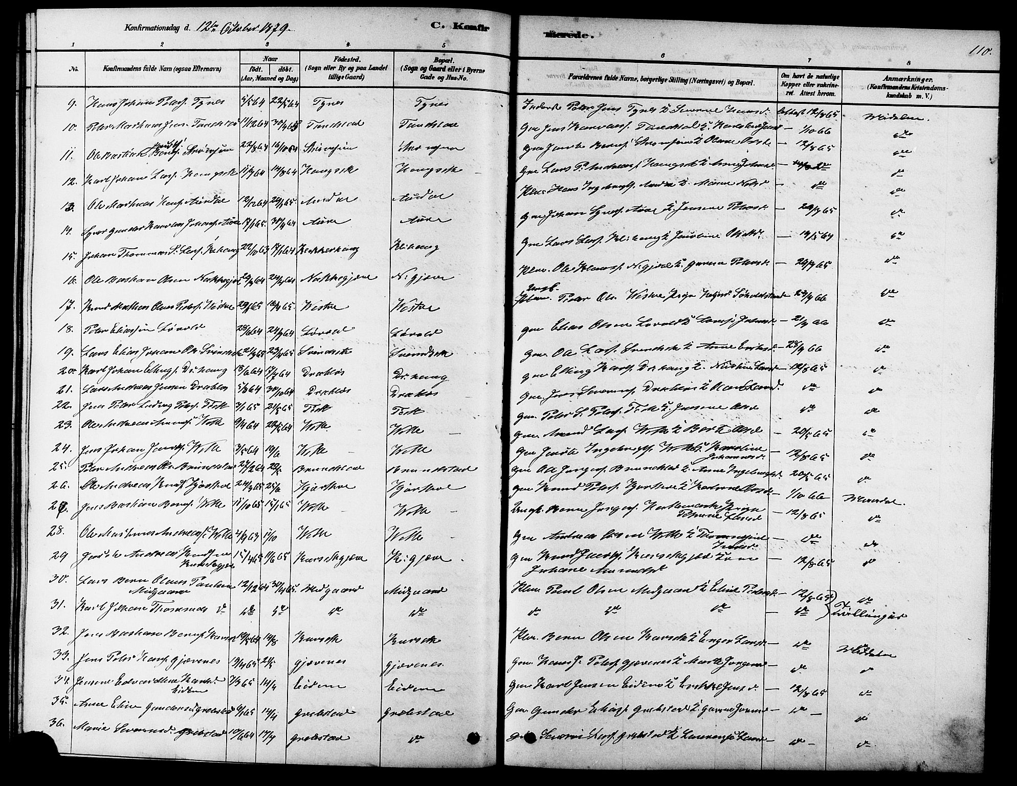 Ministerialprotokoller, klokkerbøker og fødselsregistre - Møre og Romsdal, AV/SAT-A-1454/523/L0339: Parish register (copy) no. 523C02, 1878-1891, p. 110