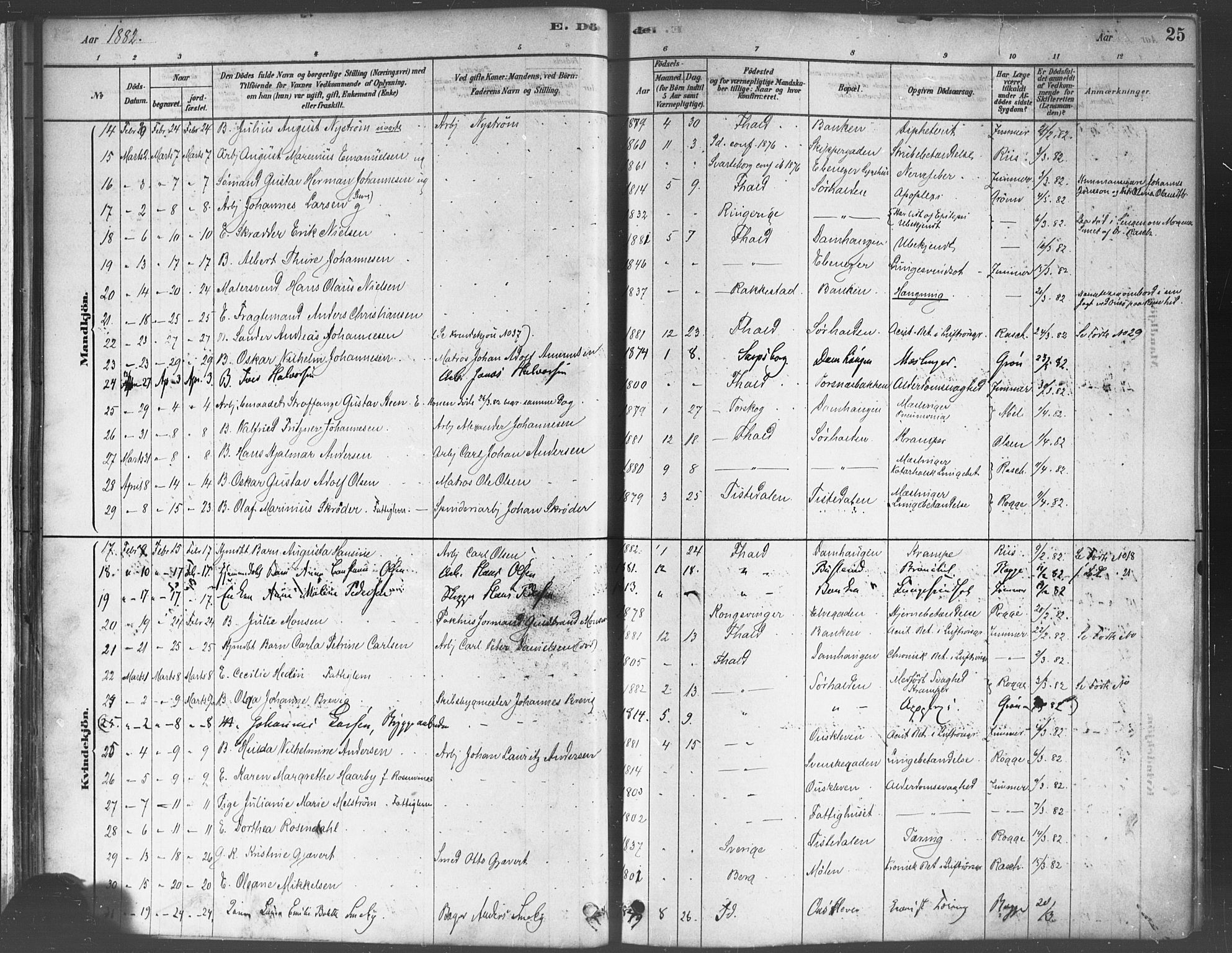 Halden prestekontor Kirkebøker, AV/SAO-A-10909/F/Fa/L0012: Parish register (official) no. I 12, 1878-1889, p. 25