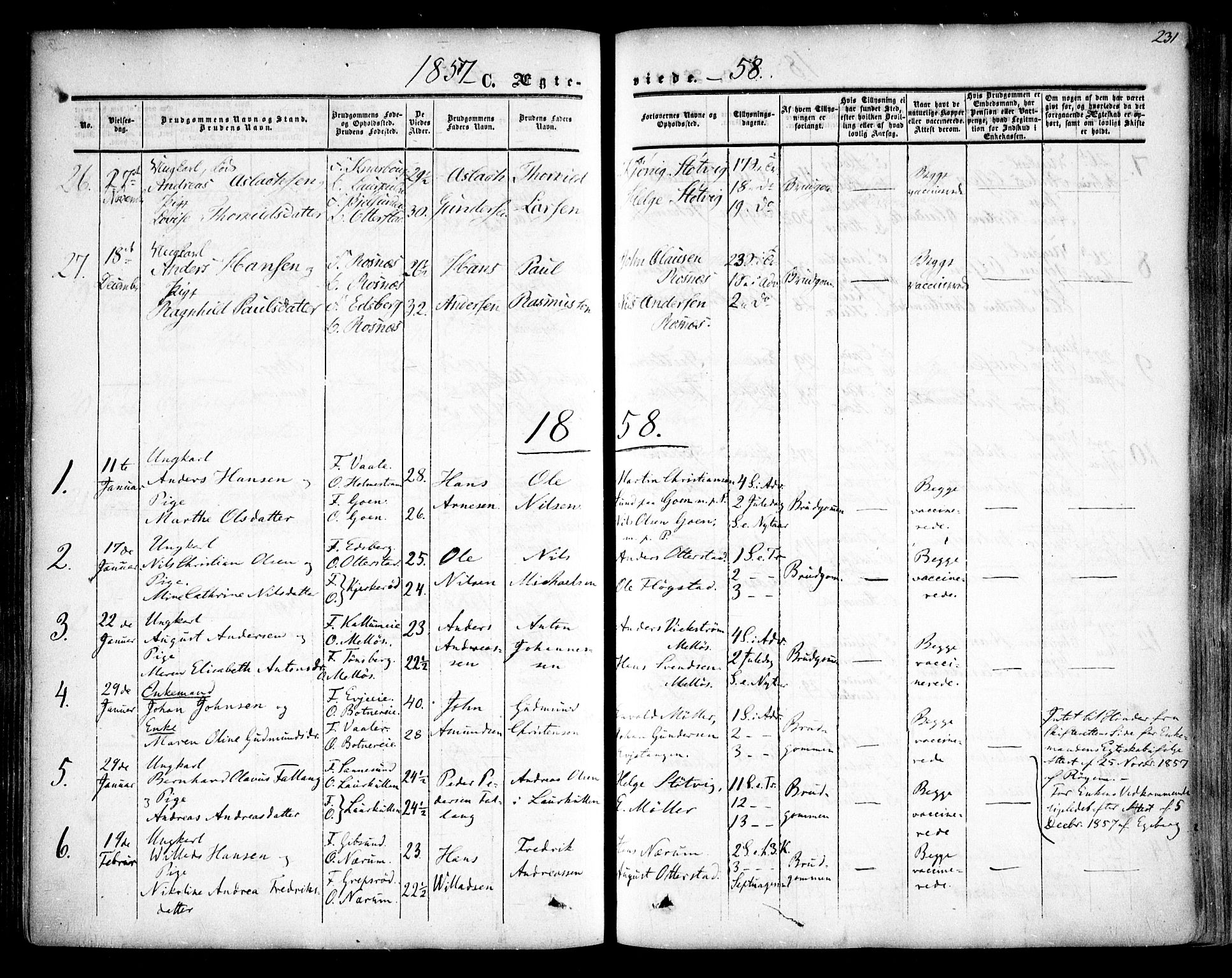 Rygge prestekontor Kirkebøker, SAO/A-10084b/F/Fa/L0005: Parish register (official) no. 5, 1852-1871, p. 231