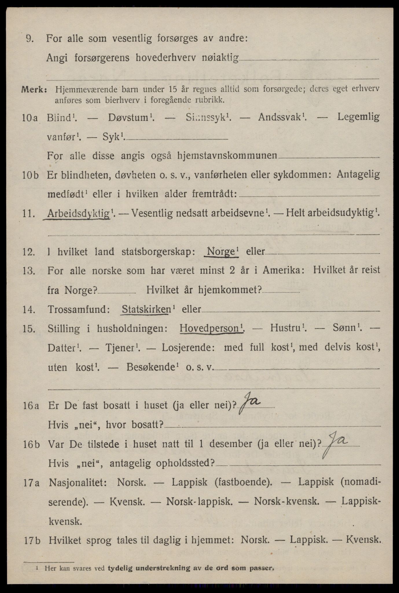 SAT, 1920 census for Orkanger, 1920, p. 1194