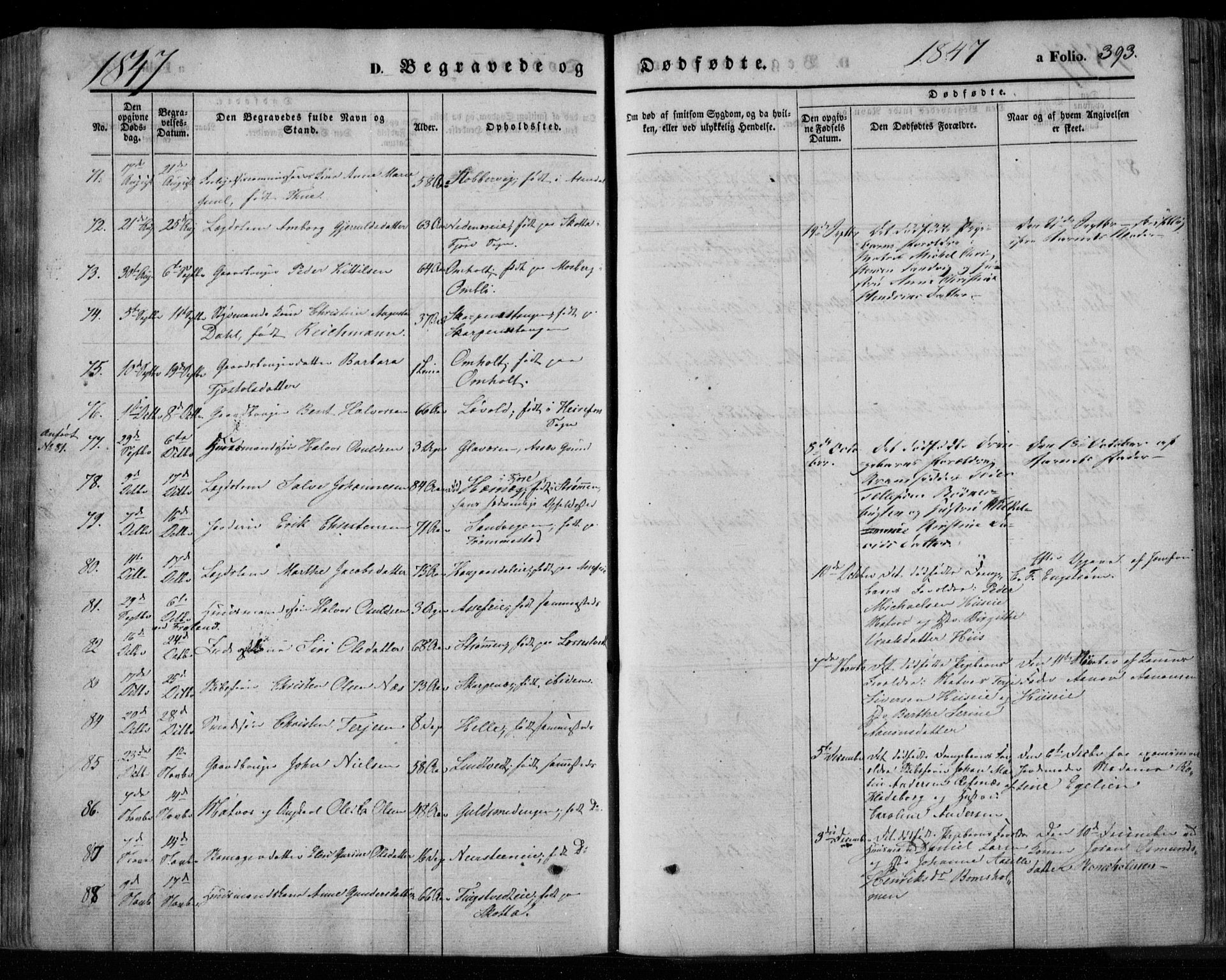 Øyestad sokneprestkontor, AV/SAK-1111-0049/F/Fa/L0014: Parish register (official) no. A 14, 1843-1856, p. 393