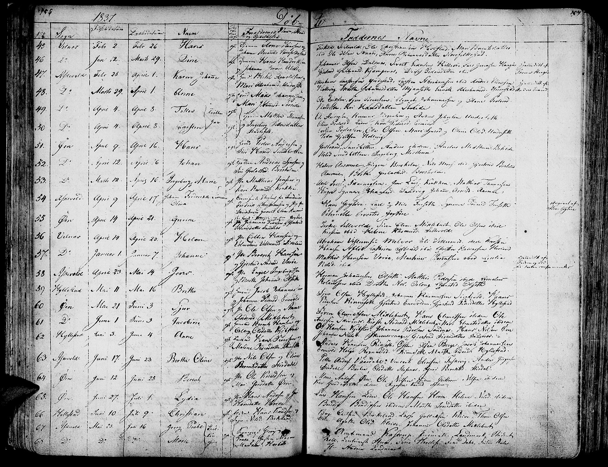 Askvoll sokneprestembete, AV/SAB-A-79501/H/Haa/Haaa/L0010: Parish register (official) no. A 10, 1821-1844, p. 156-157